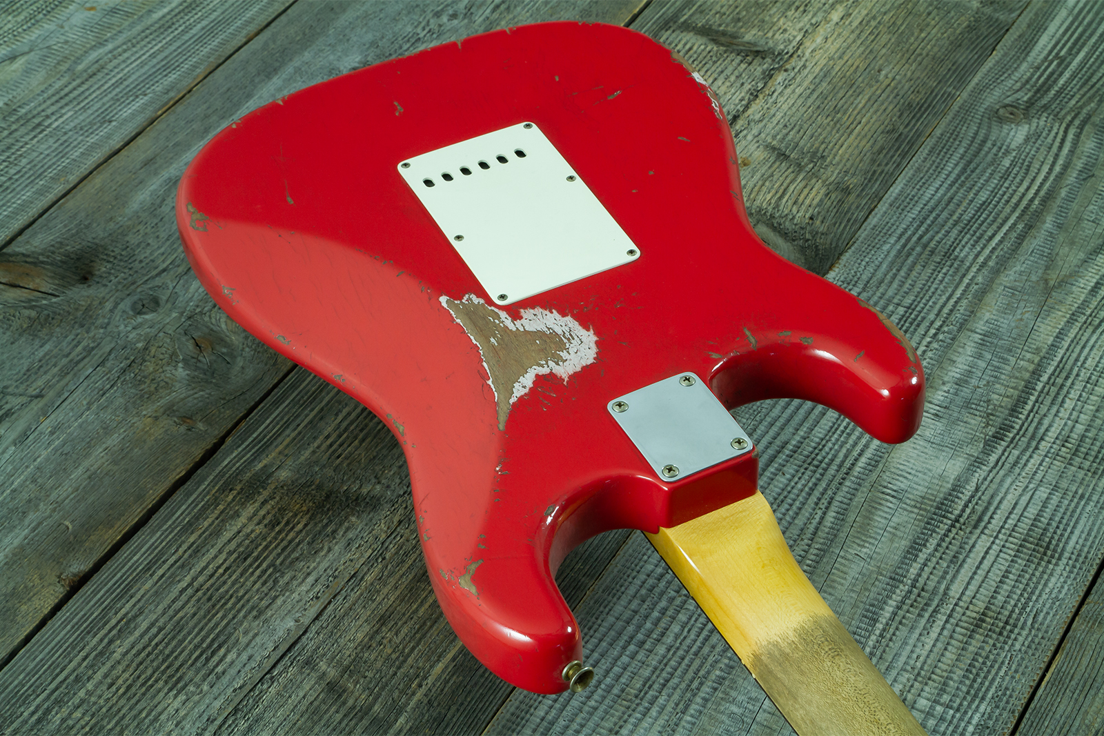 Fender Custom Shop Strat 1963 Mb A.macnutt 3s Trem Rw #r144111 - Relic Fiesta Red - Str shape electric guitar - Variation 8