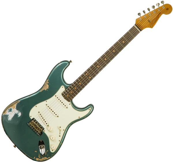 Solid body electric guitar Fender Custom Shop 1963 Stratocaster #CZ555868 - Relic sherwood green metallic