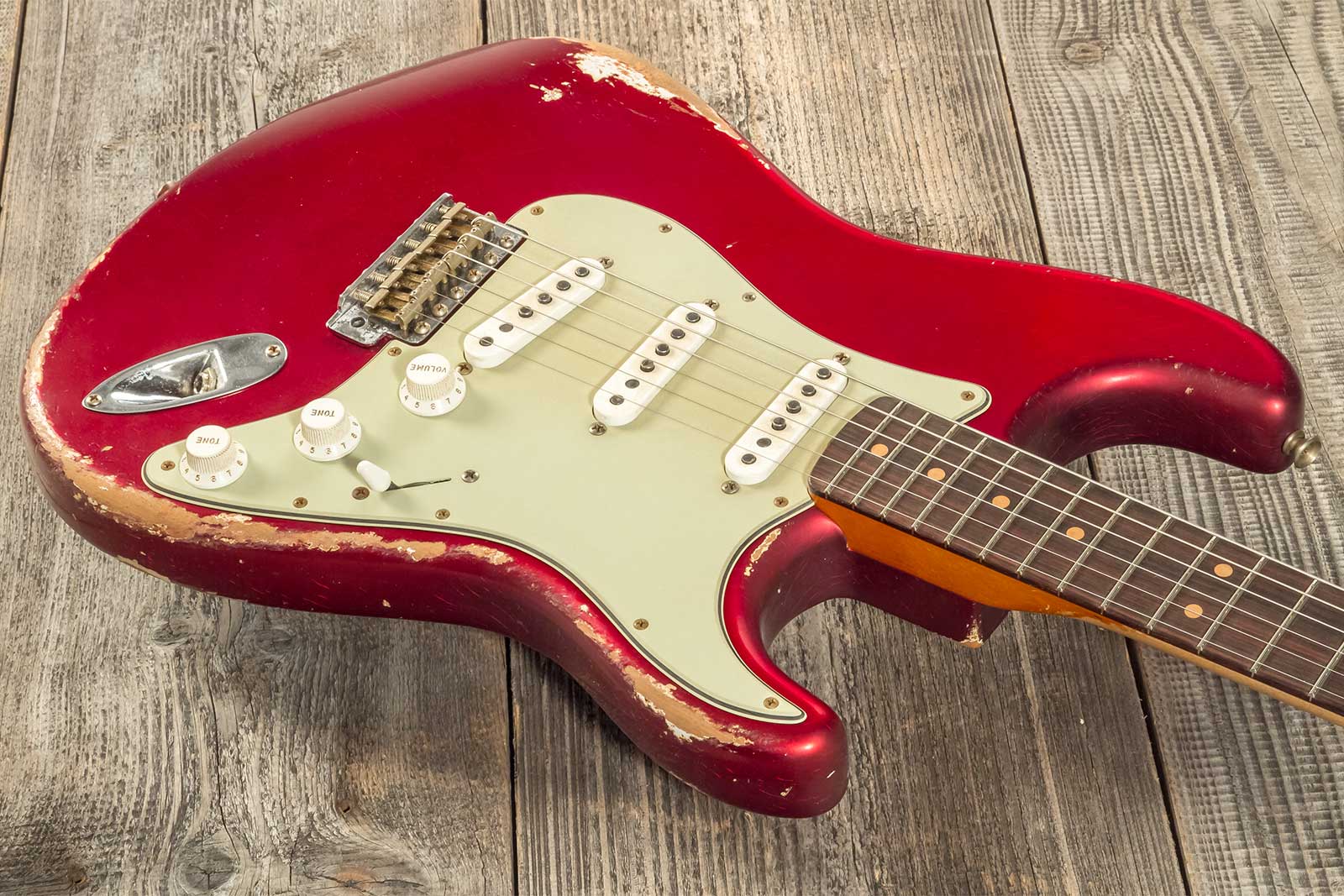Fender Custom Shop Strat 1964 Masterbuilt P.waller 3s Trem Rw #r129130 - Heavy Relic Candy Apple Red - Str shape electric guitar - Variation 2