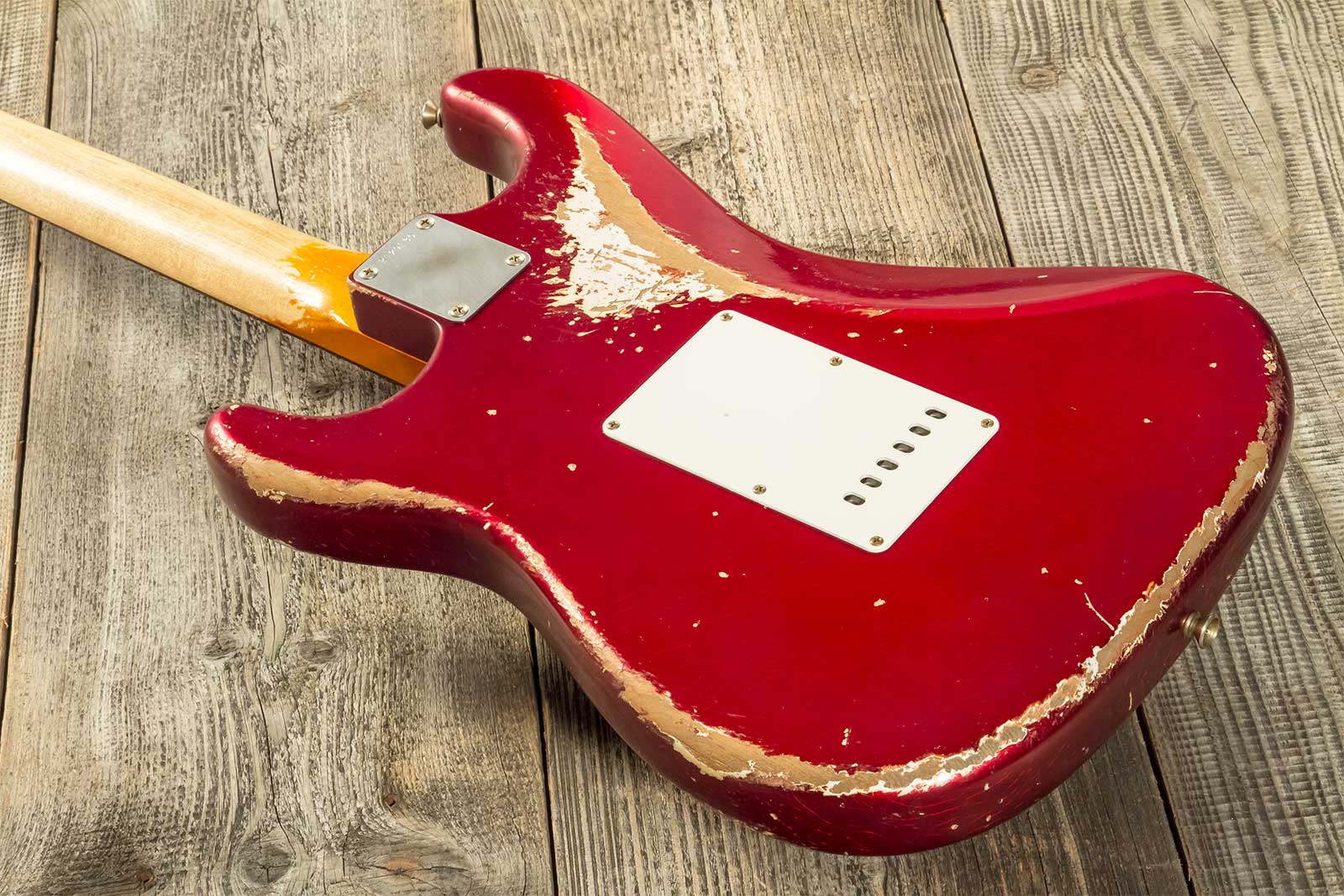 Fender Custom Shop Strat 1964 Masterbuilt P.waller 3s Trem Rw #r129130 - Heavy Relic Candy Apple Red - Str shape electric guitar - Variation 4