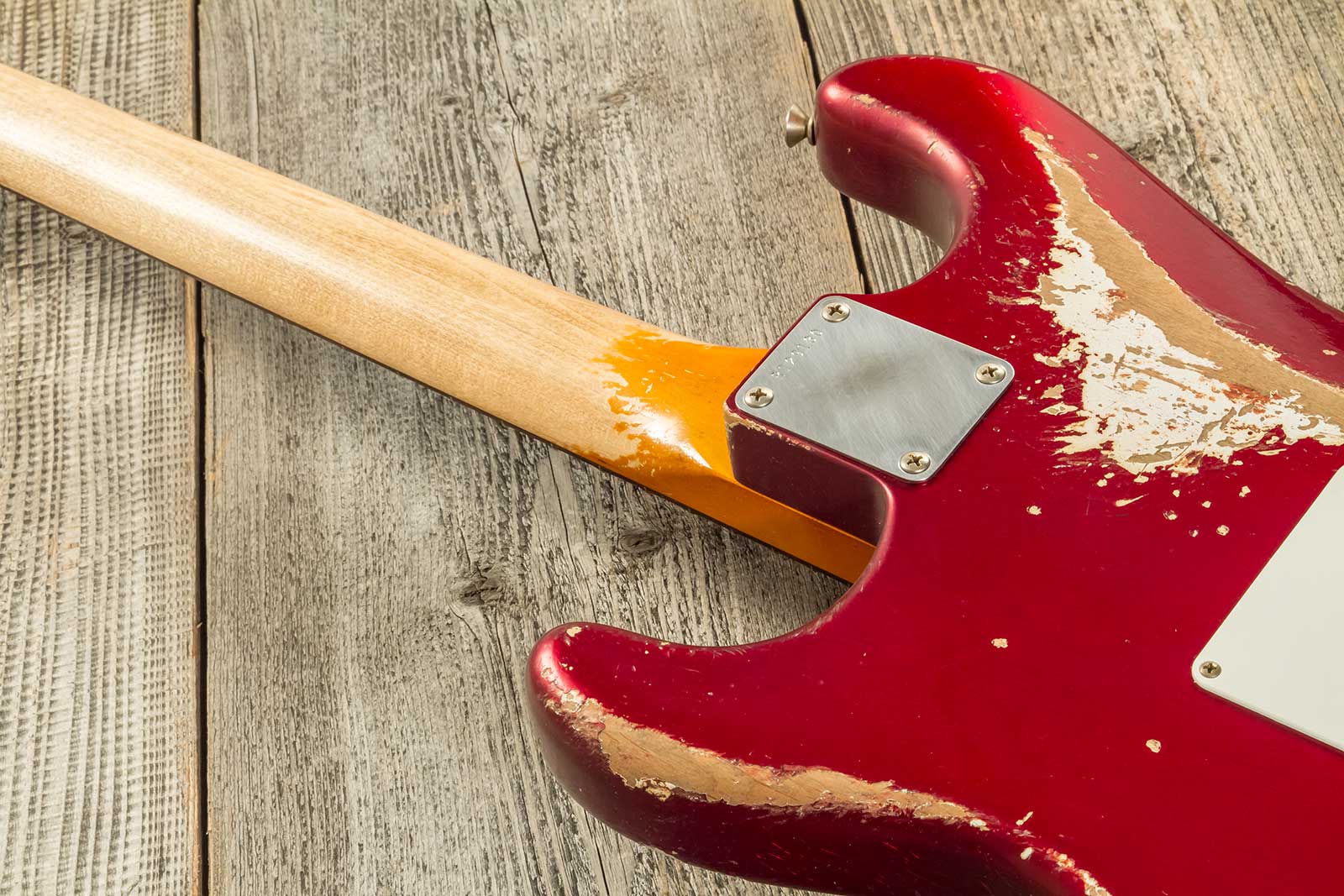 Fender Custom Shop Strat 1964 Masterbuilt P.waller 3s Trem Rw #r129130 - Heavy Relic Candy Apple Red - Str shape electric guitar - Variation 5