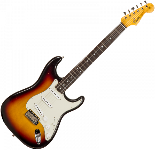 Solid body electric guitar Fender Custom Shop 1964 Stratocaster #R114936 - Journeyman relic 3-color sunburst