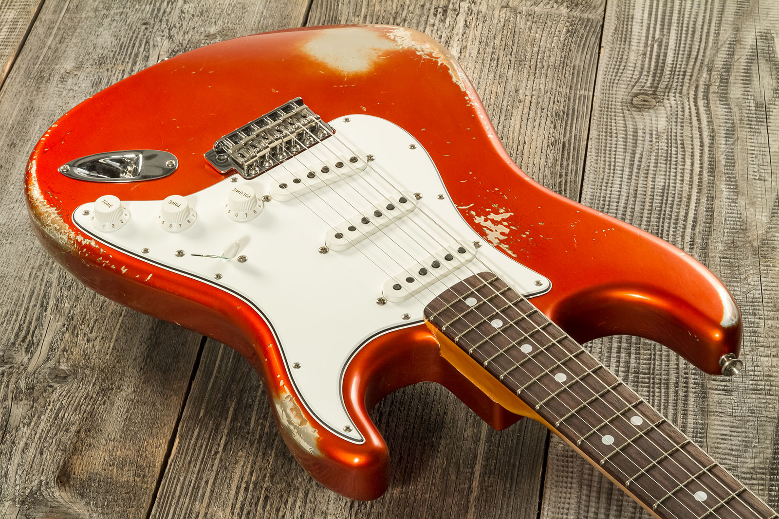 Fender Custom Shop Strat 1969 3s Trem Rw #r132166 - Heavy Relic Candy Tangerine - Str shape electric guitar - Variation 2