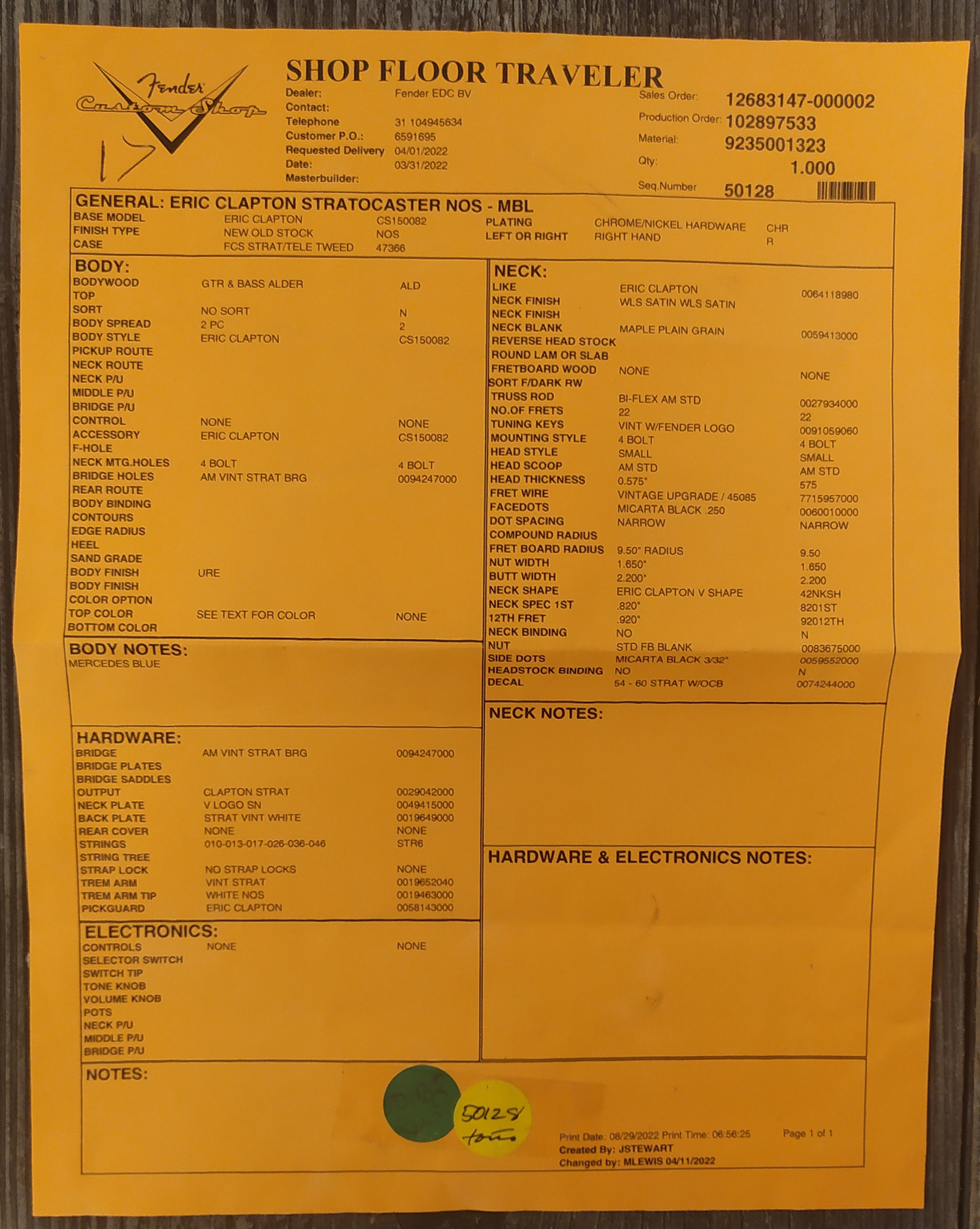 Fender Custom Shop Strat Eric Clapton Signature 3s Trem Mn #cz562539 - Nos Mercedes Blue - Str shape electric guitar - Variation 10