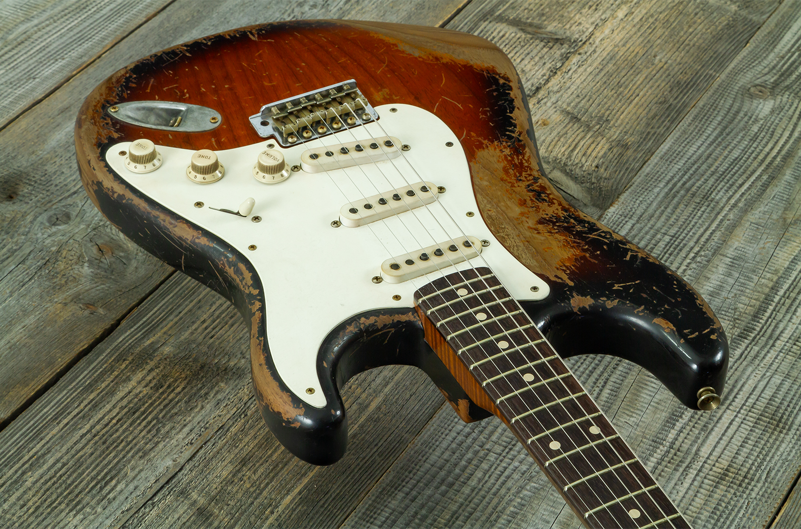 Fender Custom Shop Strat Late 1959 Mb A.macnutt 3s Trem Rw #r147577 - Heavy Relic 2-color Sunburst - Str shape electric guitar - Variation 6