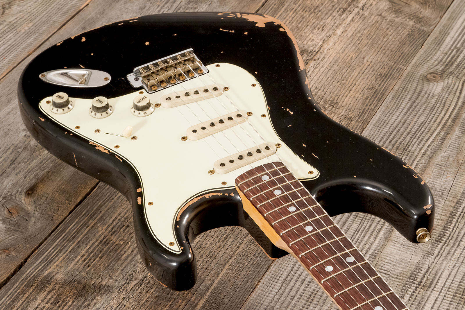 Fender Custom Shop Strat Michael Landau 1968 Signature Trem 3s #r138684 - Relic Black - Str shape electric guitar - Variation 2