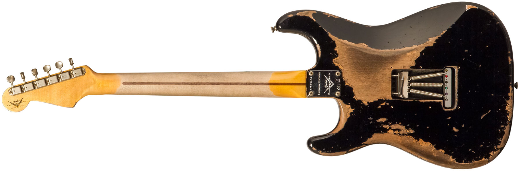 Fender Custom Shop Strat Poblano 3s Trem Mn #cz579424 - Super Heavy Relic Black - Str shape electric guitar - Variation 2