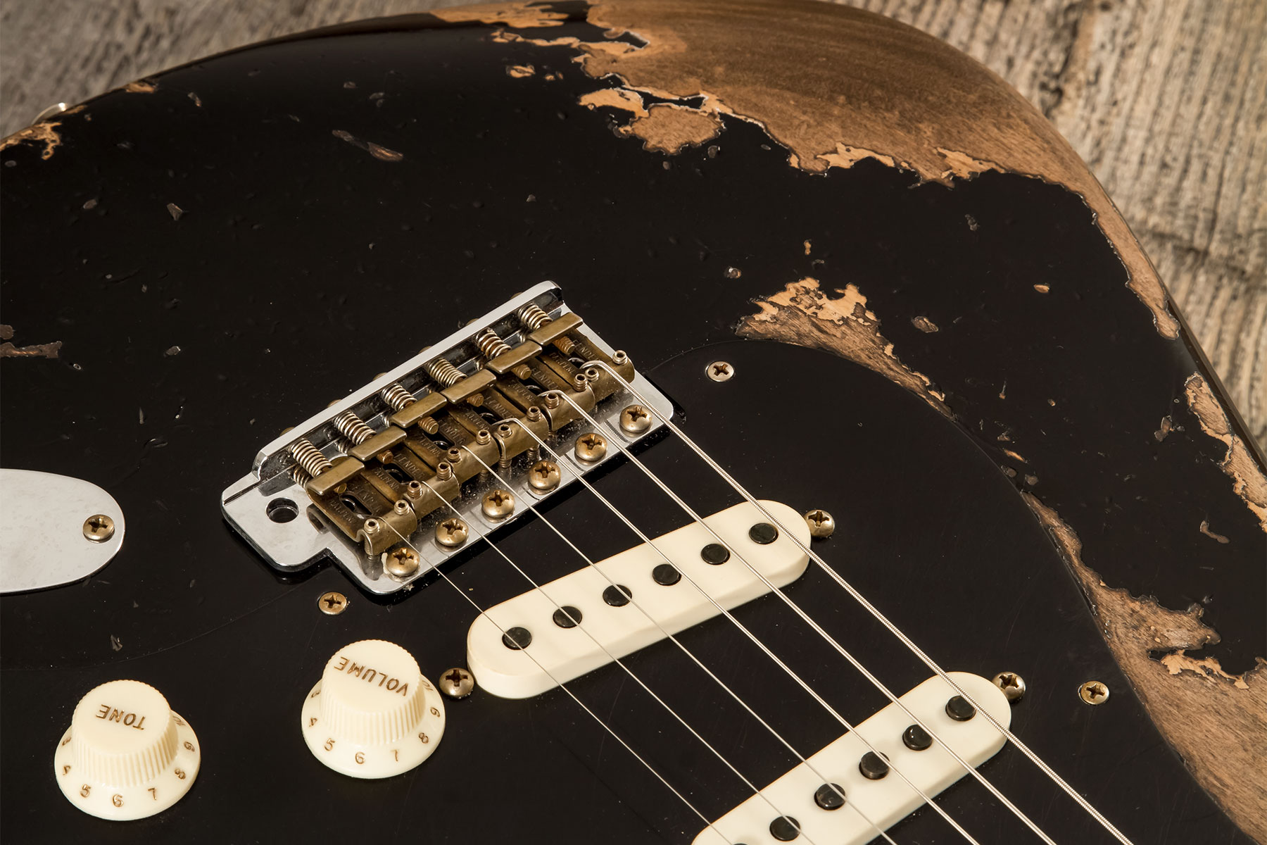 Fender Custom Shop Strat Poblano 3s Trem Mn #cz579424 - Super Heavy Relic Black - Str shape electric guitar - Variation 4