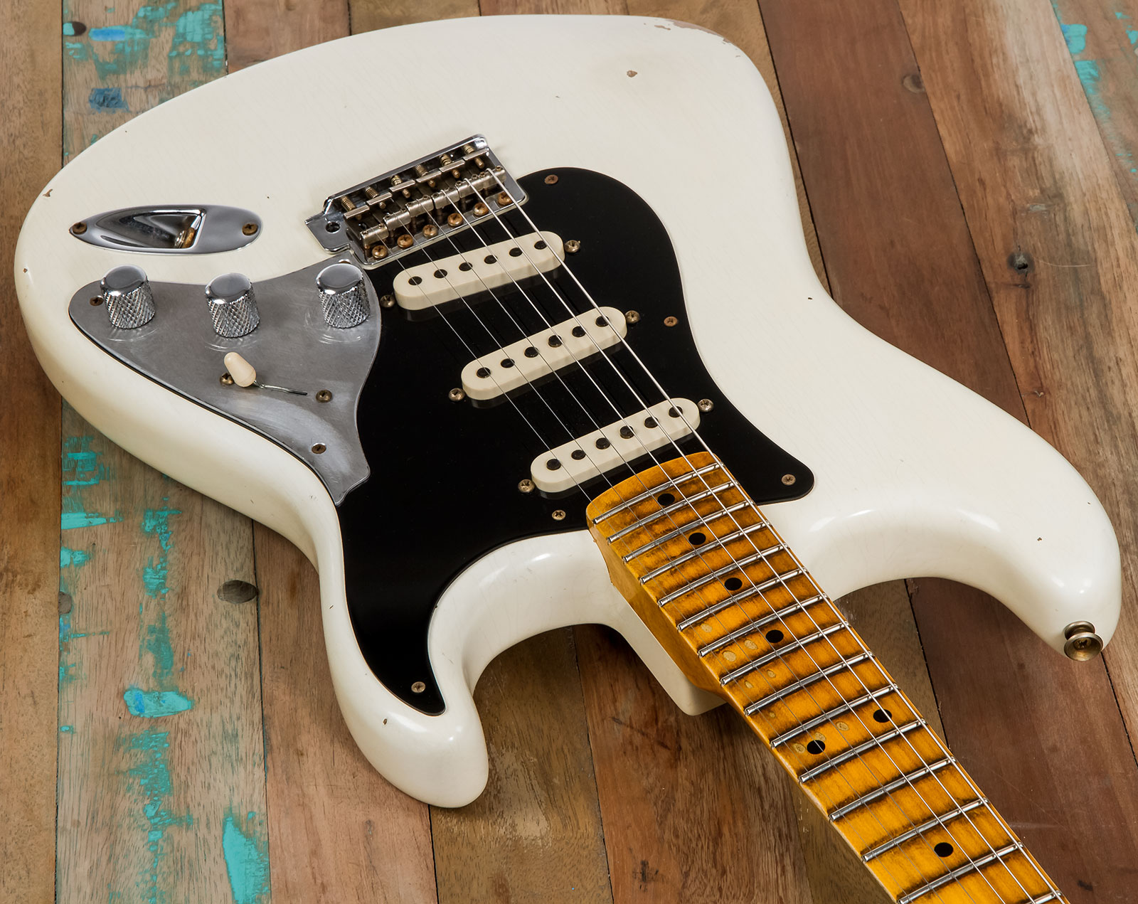 Fender Custom Shop Strat Poblano Ii 3s Trem Mn #cz555378 - Relic Olympic White - Str shape electric guitar - Variation 2