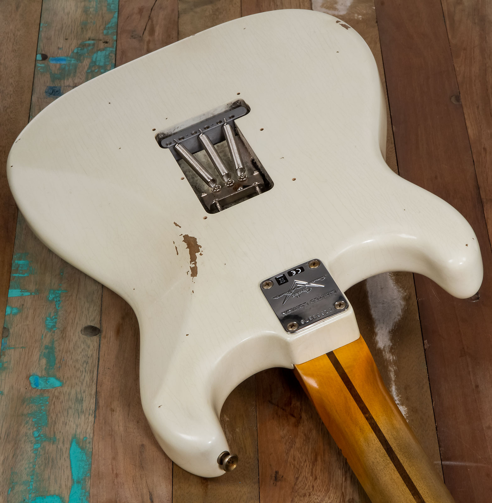 Fender Custom Shop Strat Poblano Ii 3s Trem Mn #cz555378 - Relic Olympic White - Str shape electric guitar - Variation 4