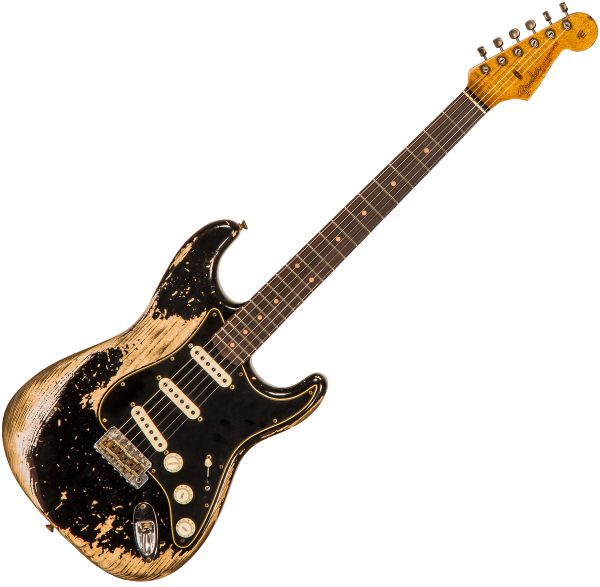 Solid body electric guitar Fender Custom Shop Poblano Stratocaster #CZ558975 - Super heavy relic black