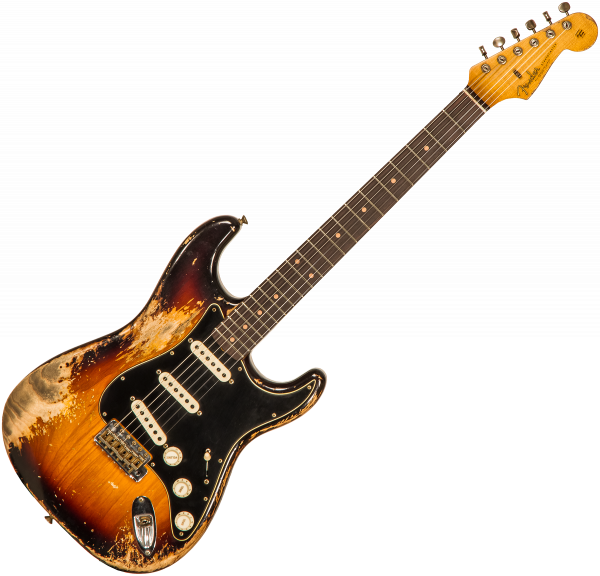 Solid body electric guitar Fender Custom Shop Poblano Stratocaster #CZ558981 - Super heavy relic 3-color sunburst