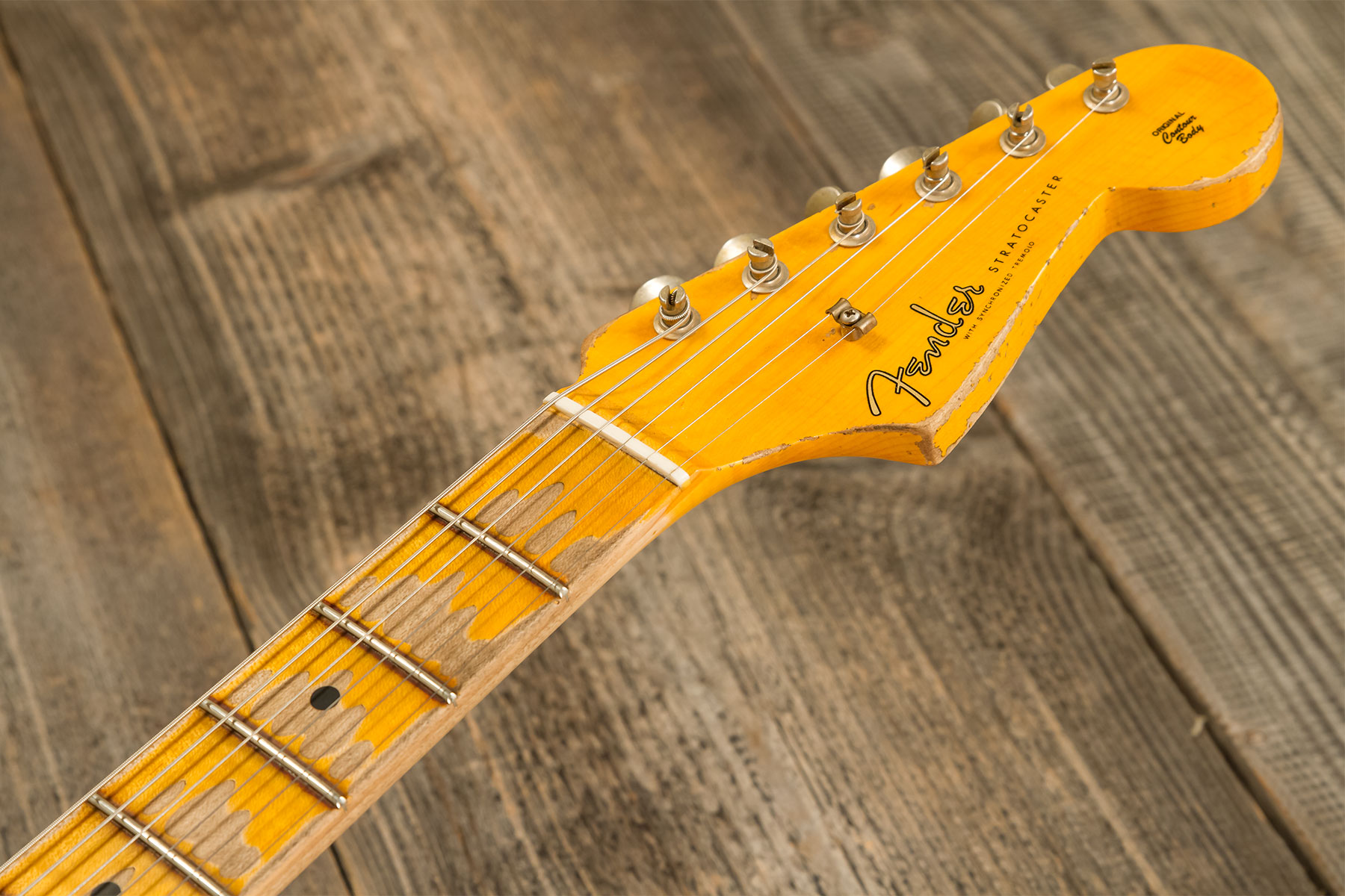 Fender Custom Shop Strat Red Hot 3s Trem Mn #cz579453 - Super Heavy Relic White Blonde - Str shape electric guitar - Variation 9