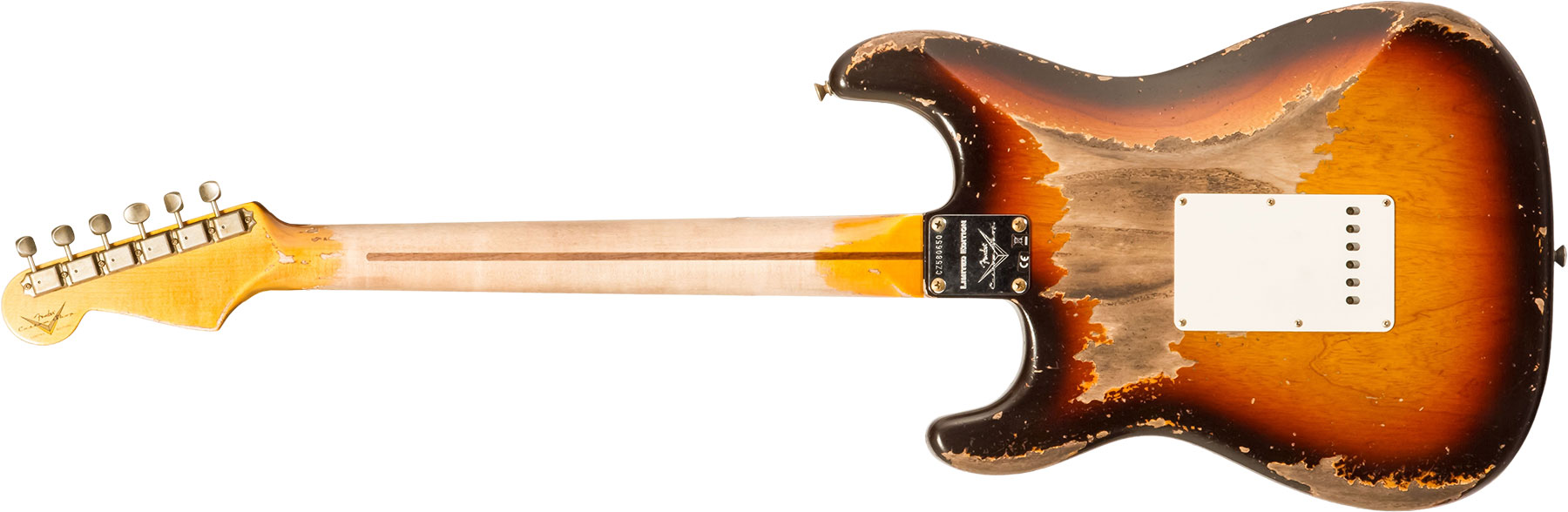 Fender Custom Shop Strat Red Hot 3s Trem Mn #cz580650 - Super Heavy Relic Chocolate 3-color Sunburst - Str shape electric guitar - Variation 1