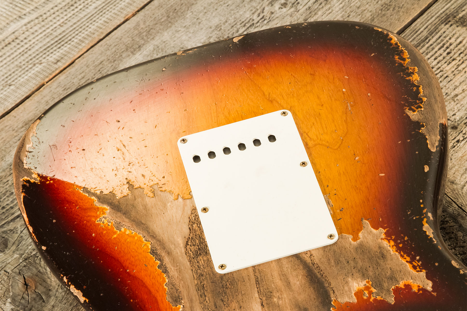 Fender Custom Shop Strat Red Hot 3s Trem Mn #cz580650 - Super Heavy Relic Chocolate 3-color Sunburst - Str shape electric guitar - Variation 7