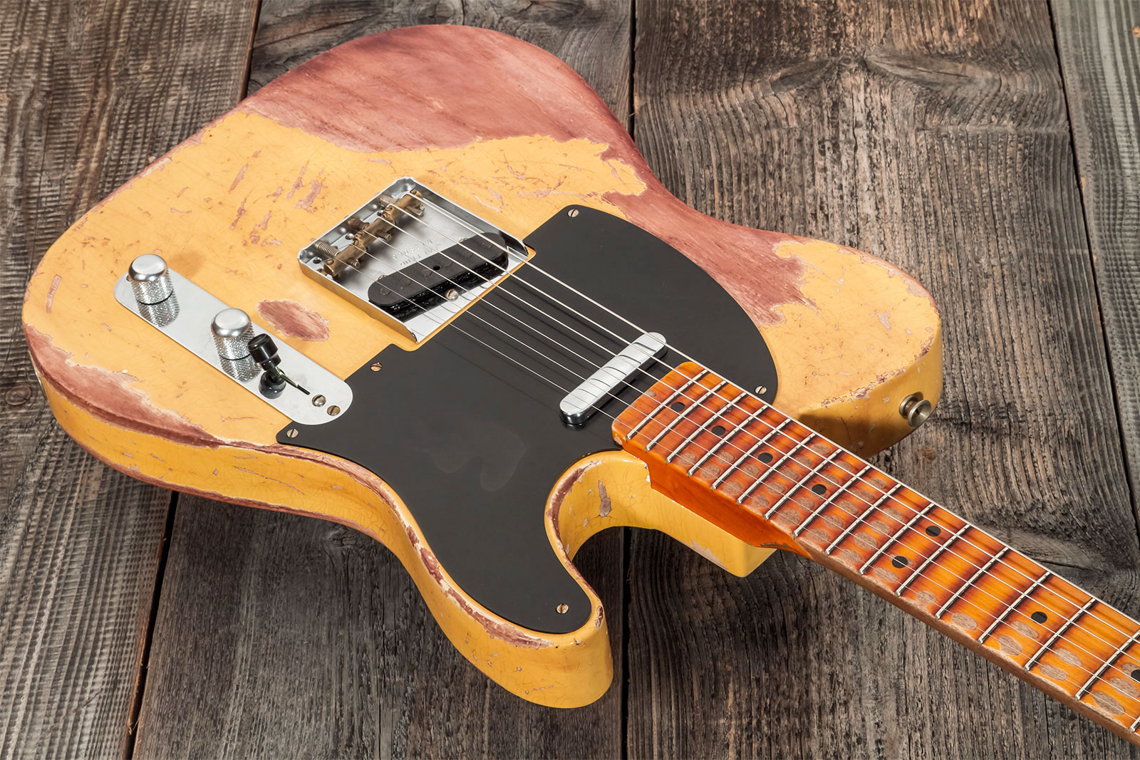 Fender Custom Shop Tele 1952 2s Ht Mn #128066 - Super Heavy Relic Nocaster Blonde - Tel shape electric guitar - Variation 3