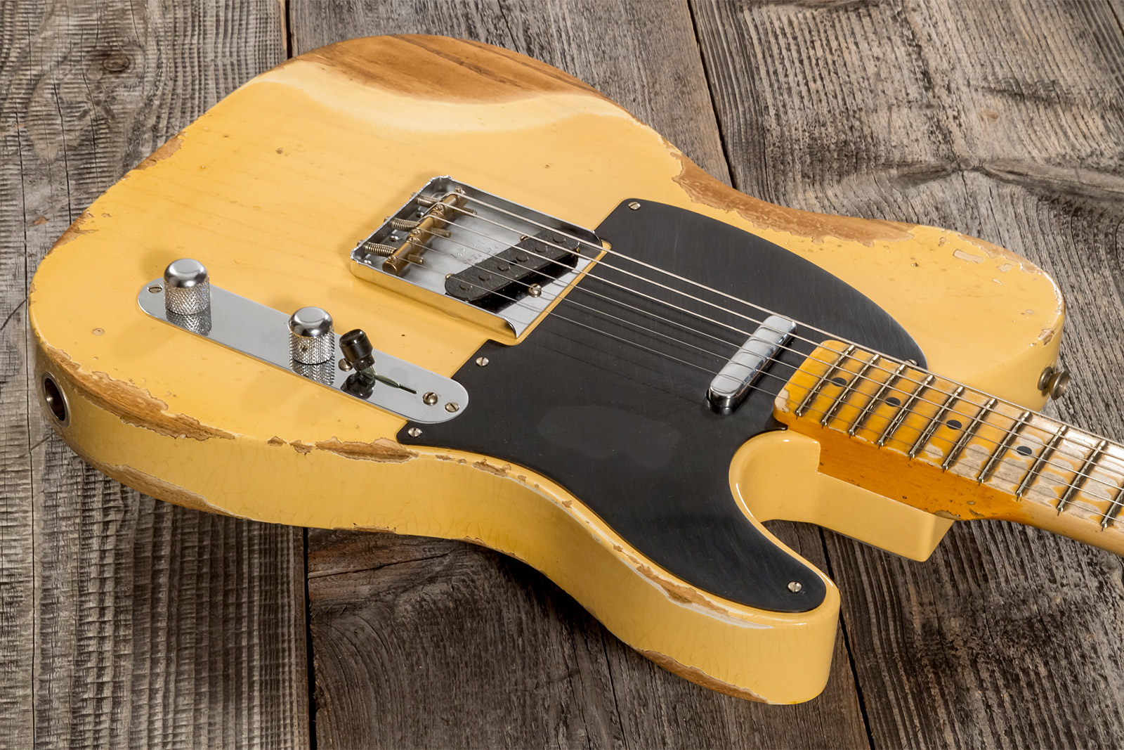 Fender Custom Shop Tele 1952 2s Ht Mn #r131281 - Heavy Relic Aged Nocaster Blonde - Tel shape electric guitar - Variation 2