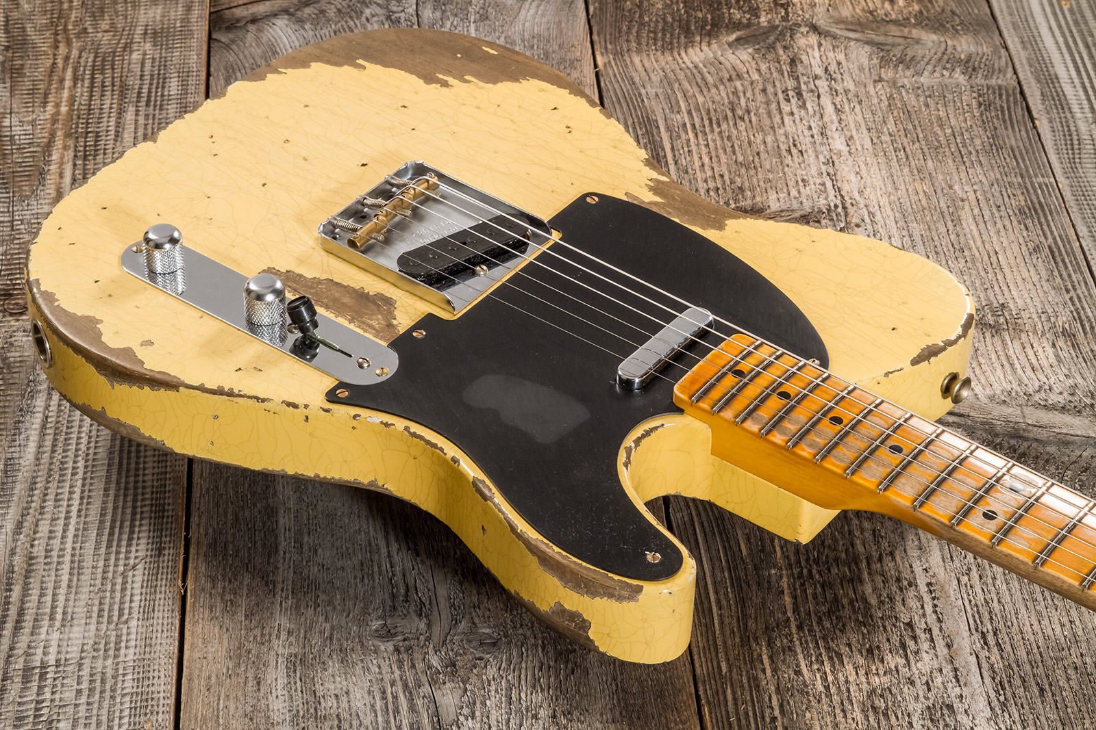 Fender Custom Shop Tele 1952 2s Ht Mn #r131382 - Heavy Relic Aged Nocaster Blonde - Tel shape electric guitar - Variation 2