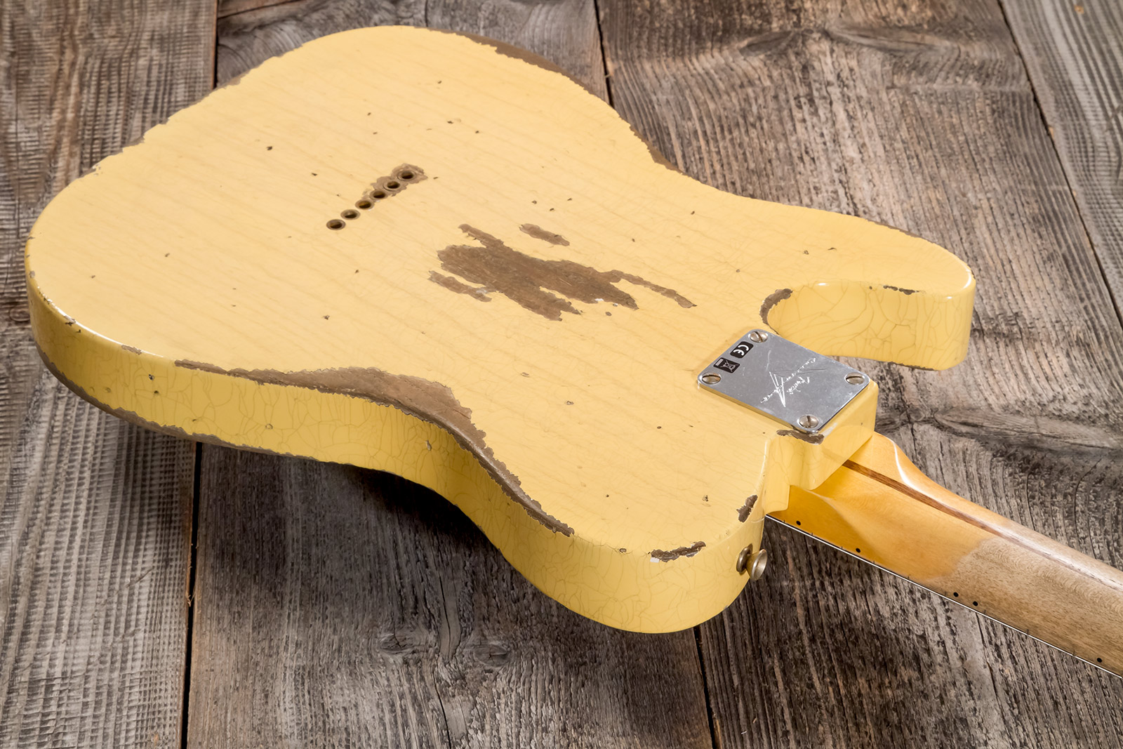 Fender Custom Shop Tele 1952 2s Ht Mn #r131382 - Heavy Relic Aged Nocaster Blonde - Tel shape electric guitar - Variation 6