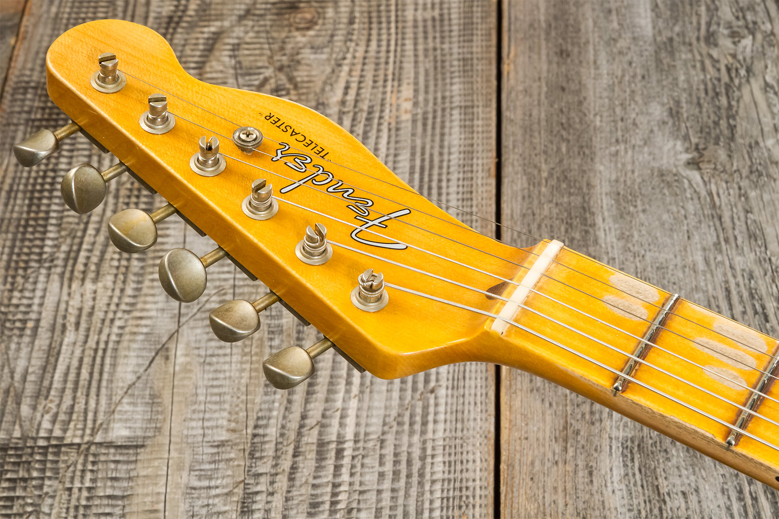 Fender Custom Shop Tele 1952 2s Ht Mn #r135090 - Relic Aged Butterscotch Blonde - Tel shape electric guitar - Variation 8