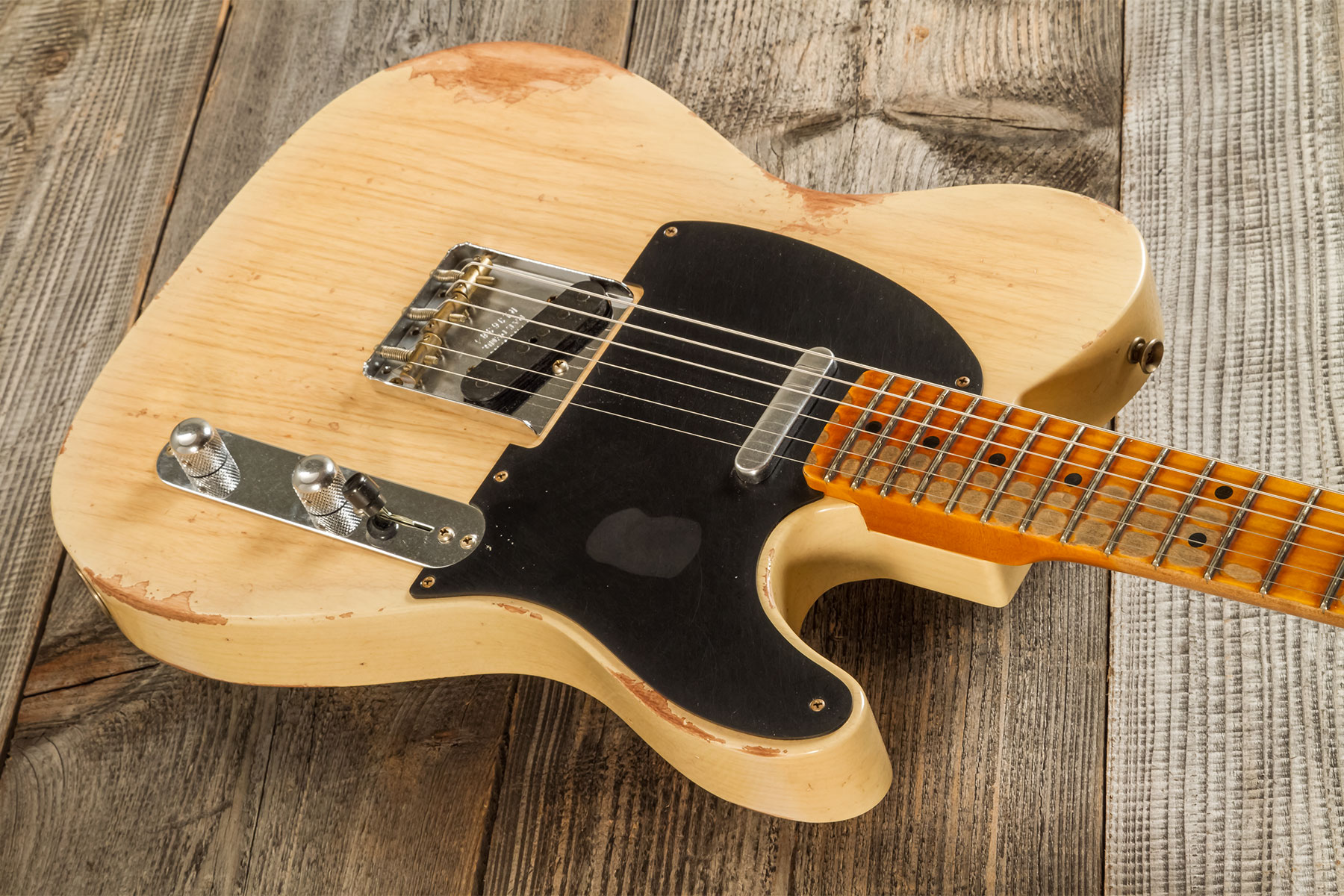 Fender Custom Shop Tele 1952 2s Ht Mn #r136384 - Heavy Relic Natural Blonde - Tel shape electric guitar - Variation 2