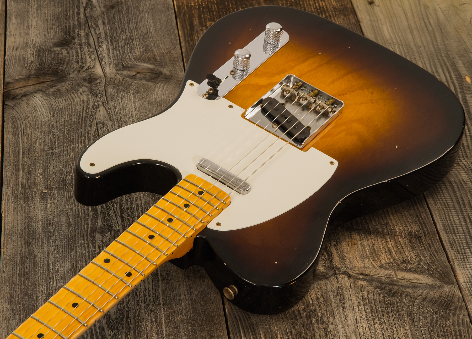 Fender Custom Shop Tele 1955 Ltd 2s Ht Mn #cz560649 - Relic Wide Fade 2-color Sunburst - Tel shape electric guitar - Variation 2