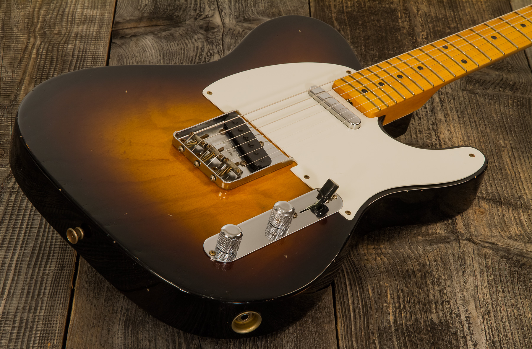 Fender Custom Shop Tele 1955 Ltd 2s Ht Mn #cz560649 - Relic Wide Fade 2-color Sunburst - Tel shape electric guitar - Variation 3
