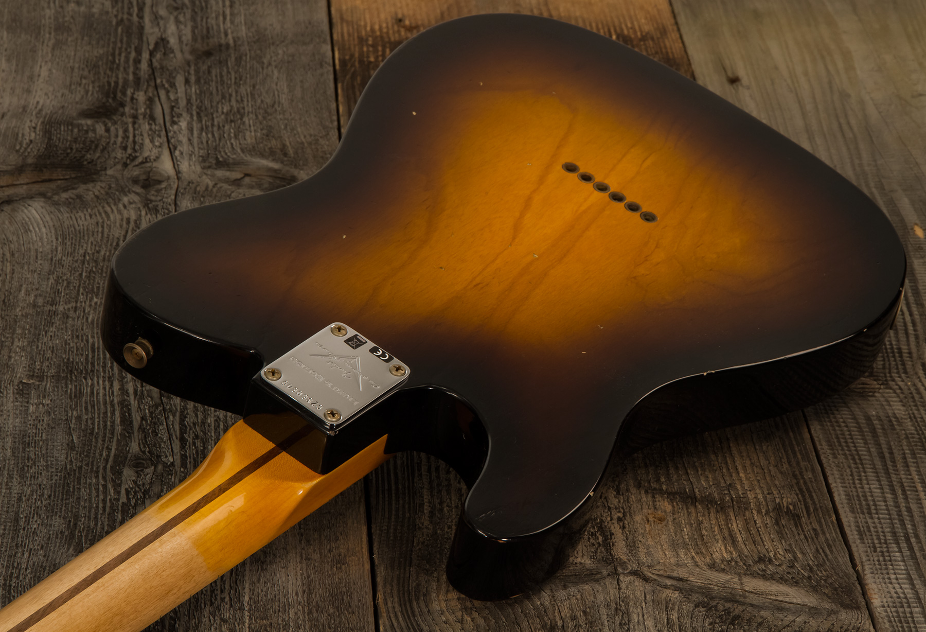 Fender Custom Shop Tele 1955 Ltd 2s Ht Mn #cz560649 - Relic Wide Fade 2-color Sunburst - Tel shape electric guitar - Variation 4
