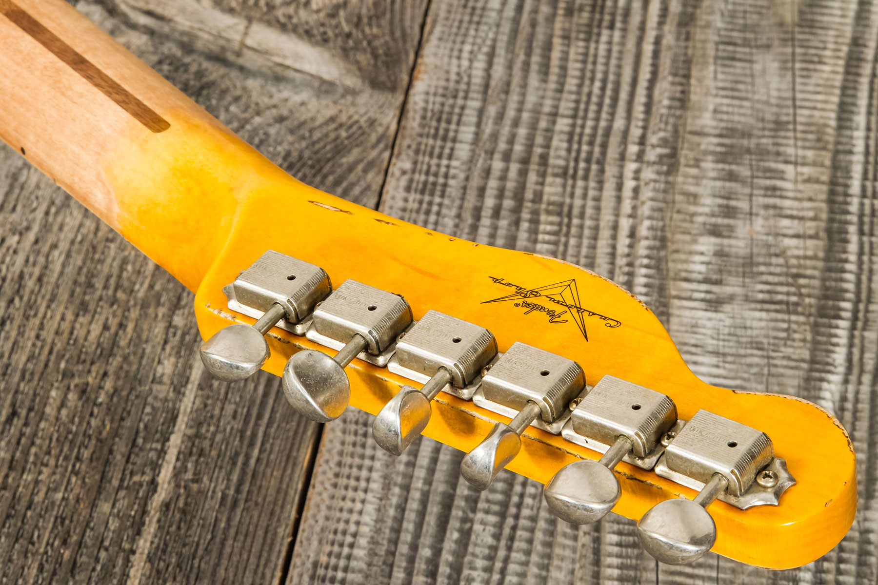 Fender Custom Shop Tele 1957 Sh Ht Mn #r117579 - Heavy Relic Desert Sand Ov. Sunburst - Tel shape electric guitar - Variation 11