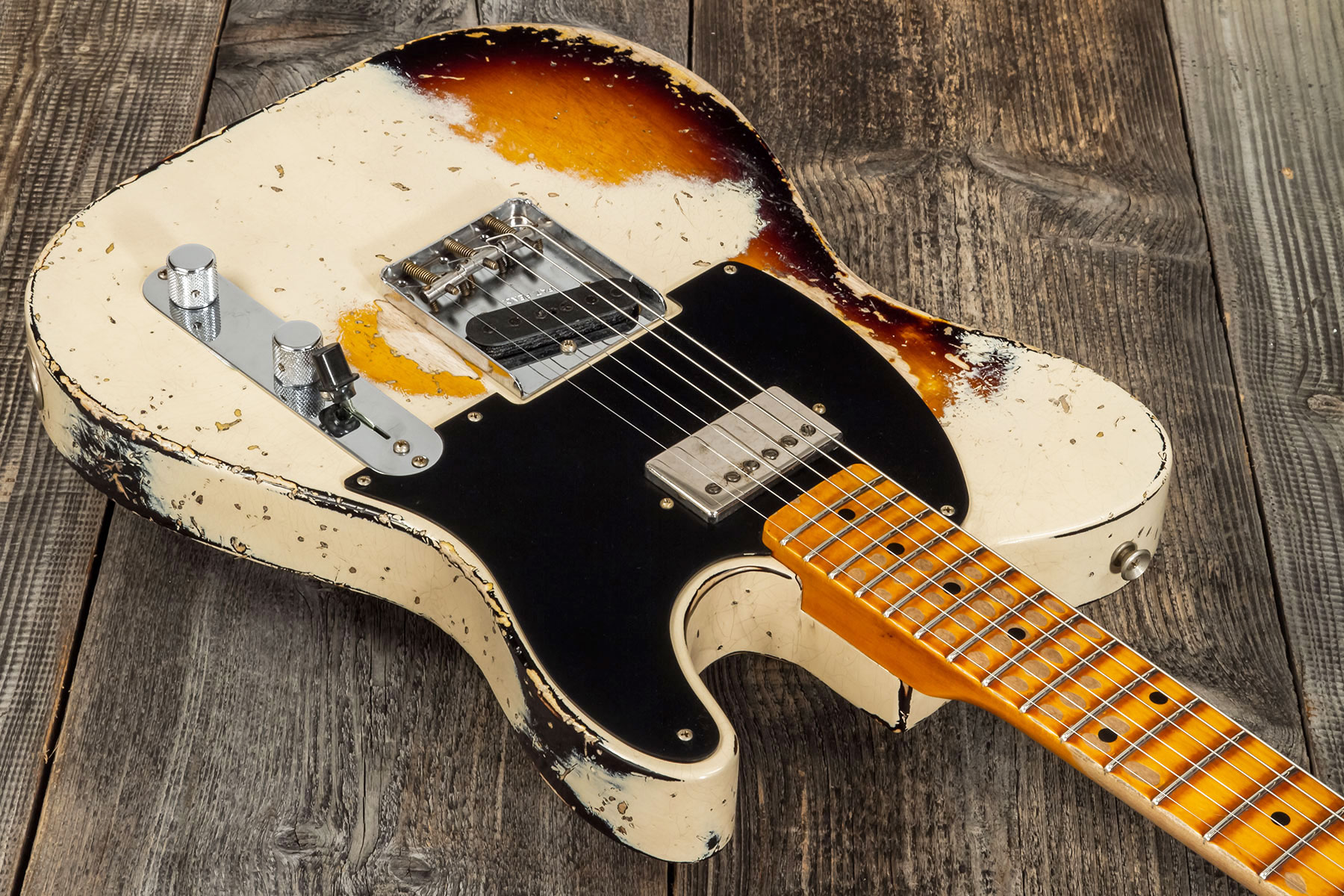 Fender Custom Shop Tele 1957 Sh Ht Mn #r117579 - Heavy Relic Desert Sand Ov. Sunburst - Tel shape electric guitar - Variation 2