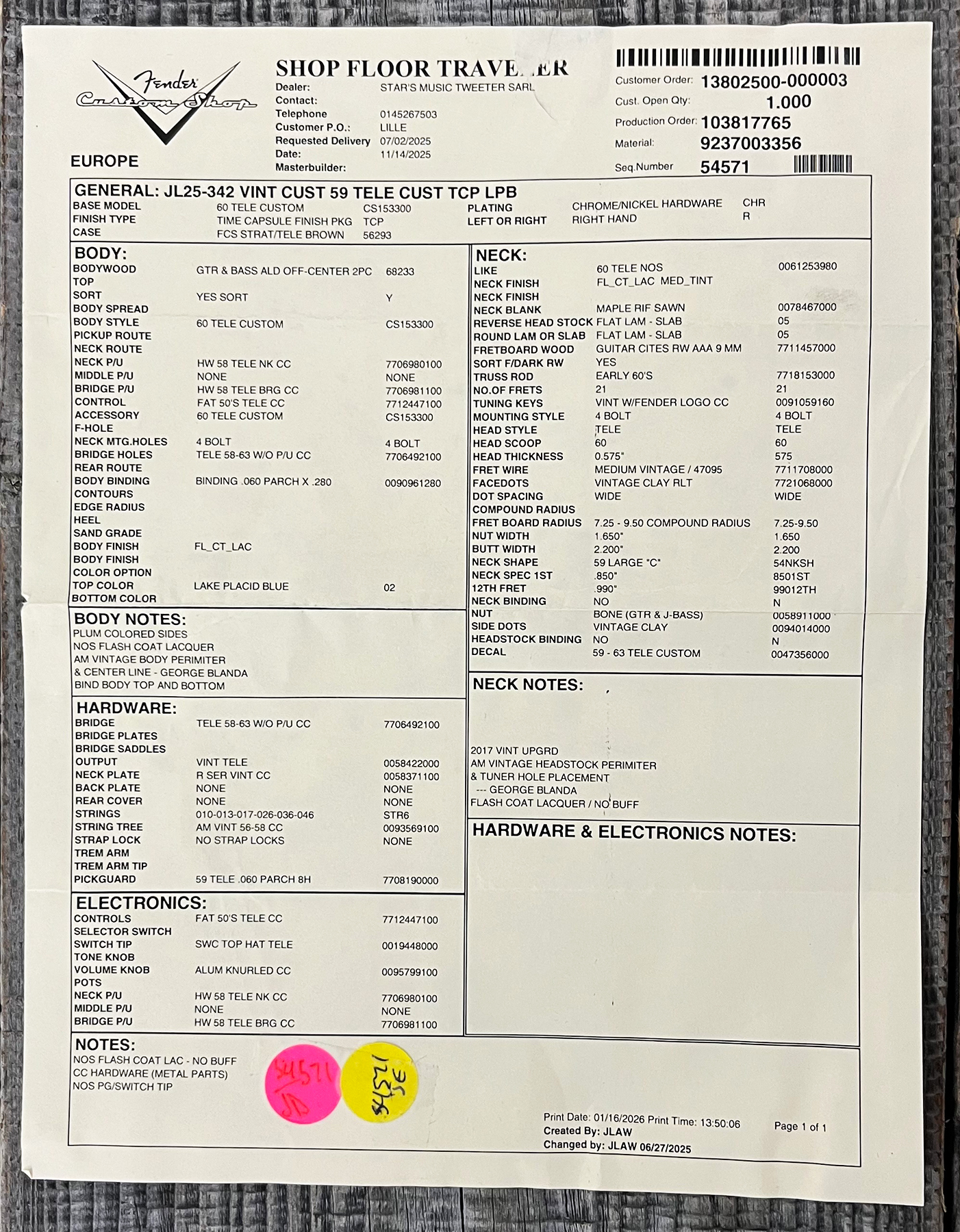 Fender Custom Shop Tele 1959 Vintage Custom 2s Ht Rw #r148052 - Time Capsule Lake Placid Blue - Tel shape electric guitar - Variation 12