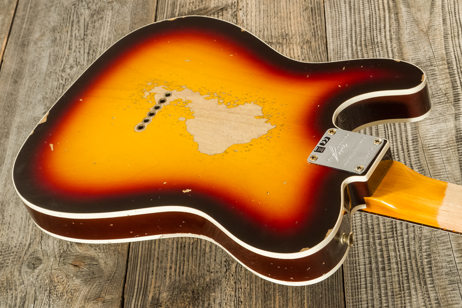 Fender Custom Shop Tele 1960 2s Ht Rw - Heavy Relic Chocolate 3-color Sunburst - Tel shape electric guitar - Variation 13