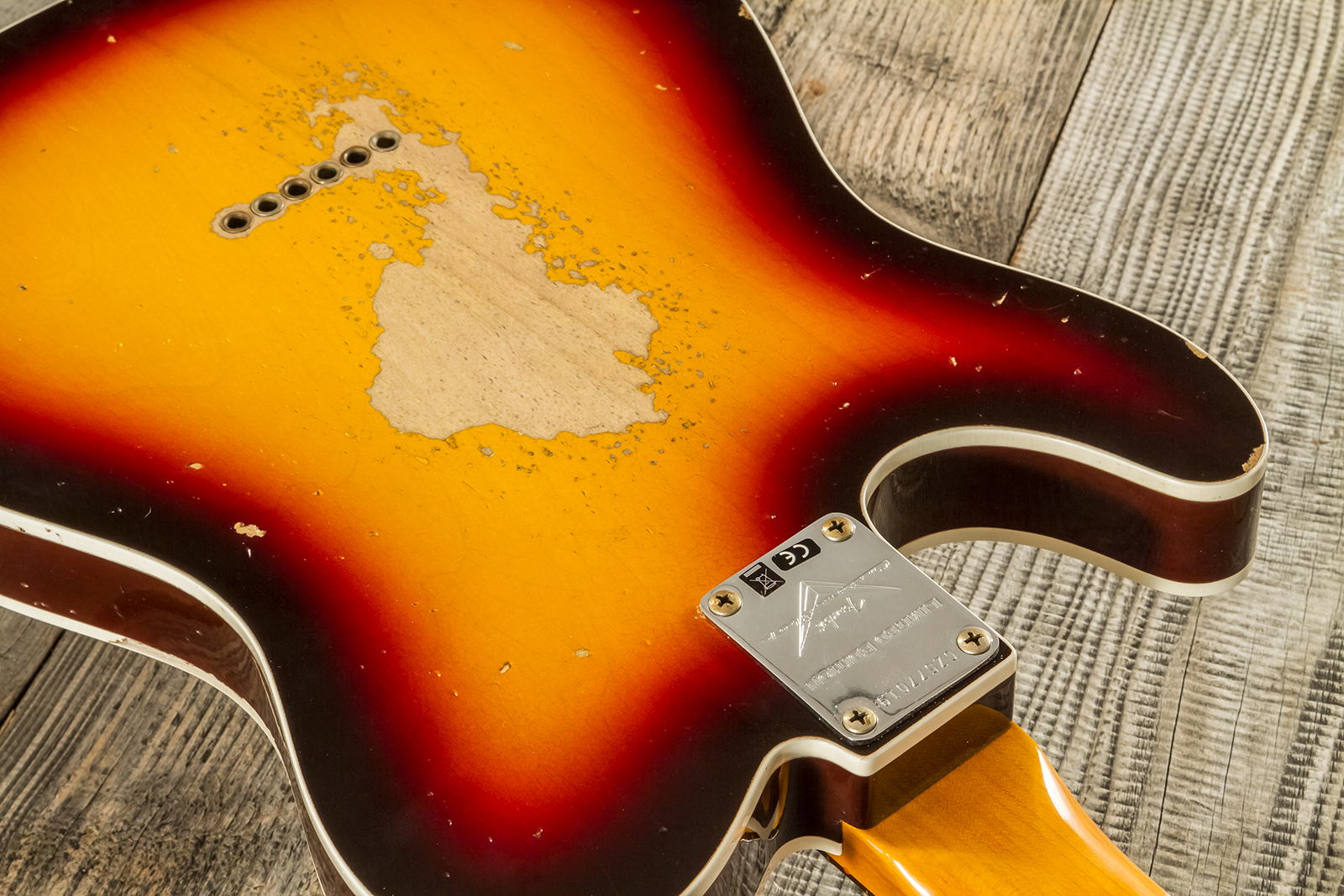 Fender Custom Shop Tele 1960 2s Ht Rw - Heavy Relic Chocolate 3-color Sunburst - Tel shape electric guitar - Variation 14
