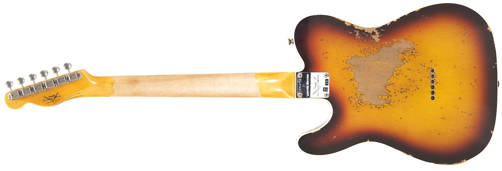 Fender Custom Shop Tele 1960 2s Ht Rw - Heavy Relic Chocolate 3-color Sunburst - Tel shape electric guitar - Variation 2