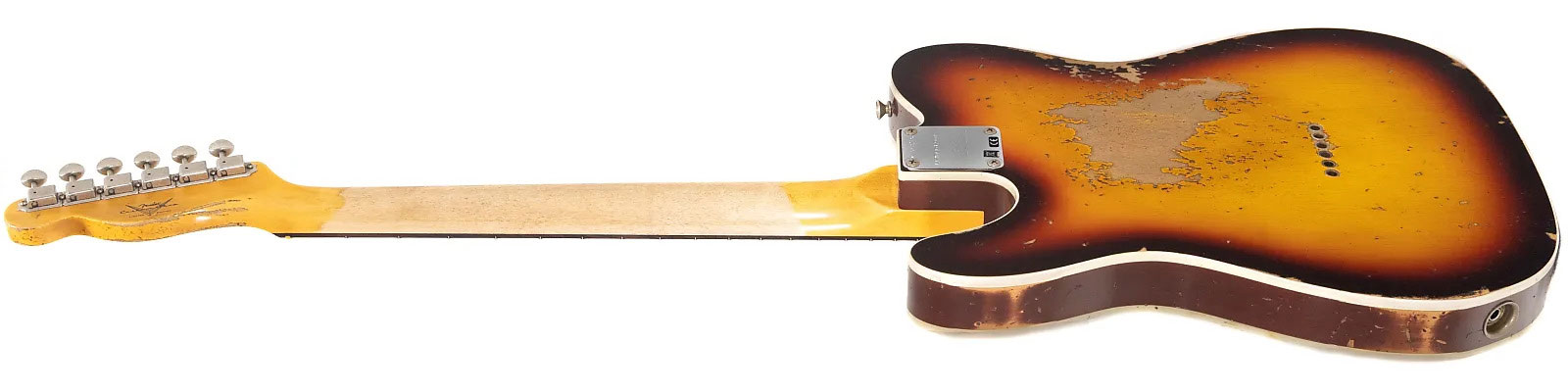 Fender Custom Shop Tele 1960 2s Ht Rw - Heavy Relic Chocolate 3-color Sunburst - Tel shape electric guitar - Variation 3