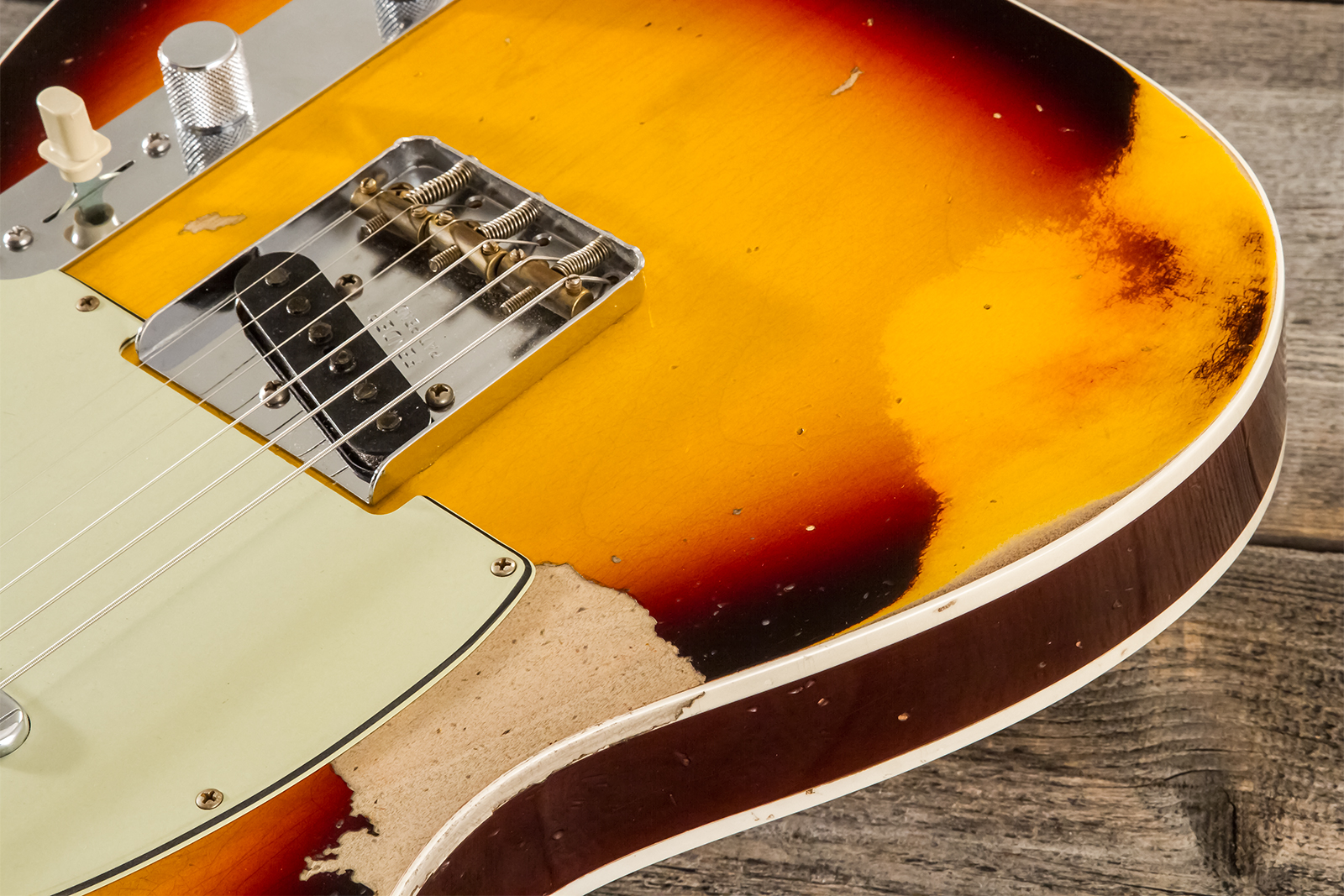 Fender Custom Shop Tele 1960 2s Ht Rw - Heavy Relic Chocolate 3-color Sunburst - Tel shape electric guitar - Variation 8