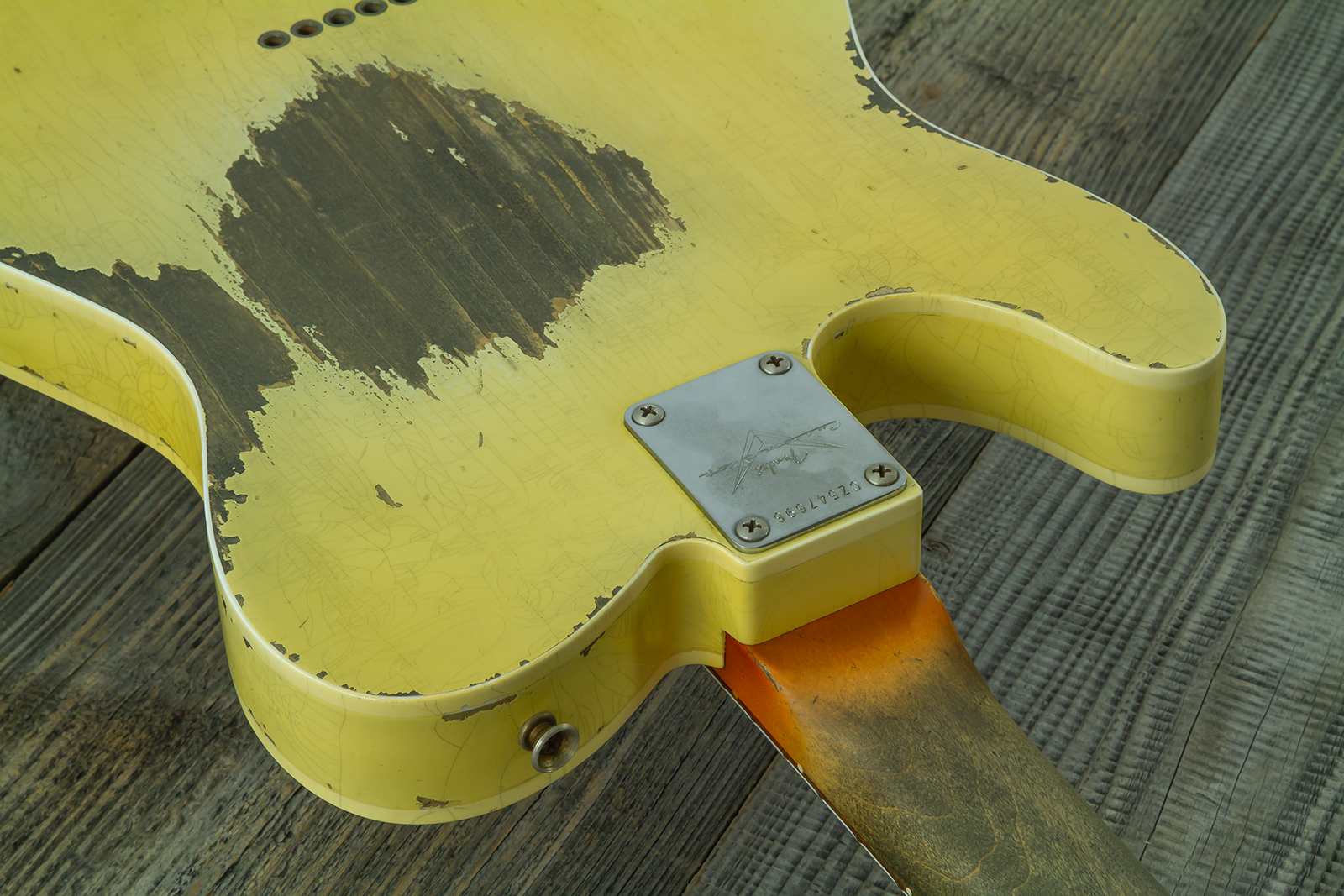 Fender Custom Shop Tele 1960 Custom Mb D.wilson 2s Ht Rw #cz547696 - Heavy Relic Aged Vintage White - Tel shape electric guitar - Variation 10