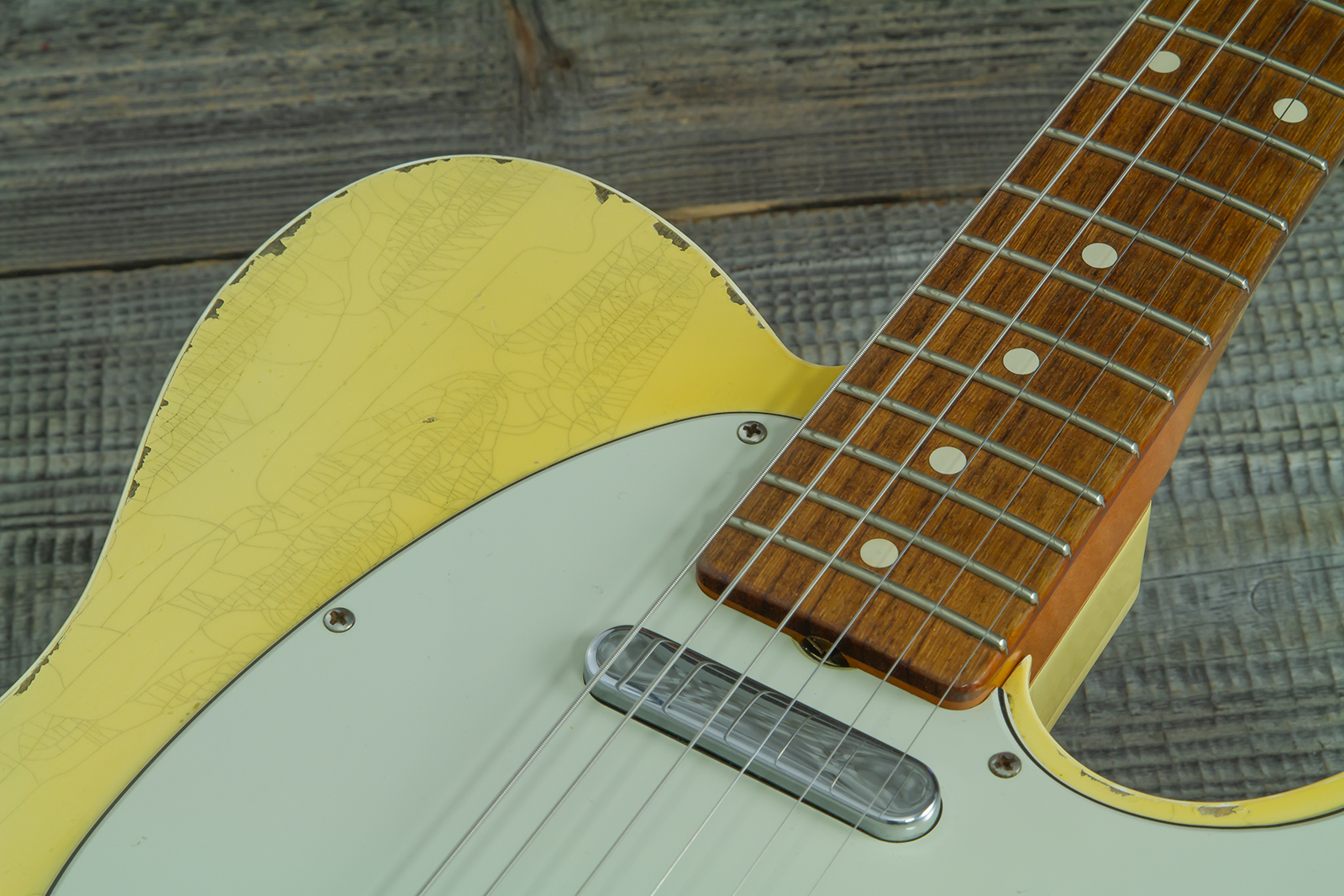 Fender Custom Shop Tele 1960 Custom Mb D.wilson 2s Ht Rw #cz547696 - Heavy Relic Aged Vintage White - Tel shape electric guitar - Variation 6