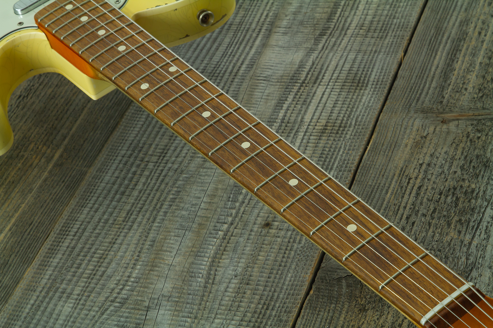 Fender Custom Shop Tele 1960 Custom Mb D.wilson 2s Ht Rw #cz547696 - Heavy Relic Aged Vintage White - Tel shape electric guitar - Variation 7