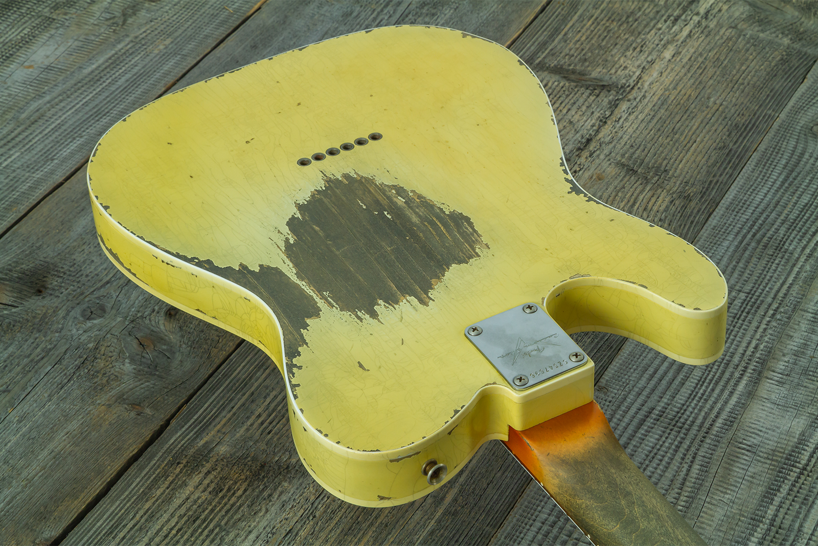 Fender Custom Shop Tele 1960 Custom Mb D.wilson 2s Ht Rw #cz547696 - Heavy Relic Aged Vintage White - Tel shape electric guitar - Variation 8