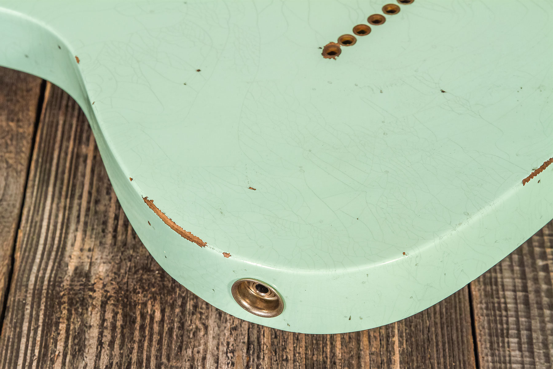 Fender Custom Shop Tele 1961 2s Ht Rw #cz565334 - Relic Faded Surf Green - Tel shape electric guitar - Variation 8
