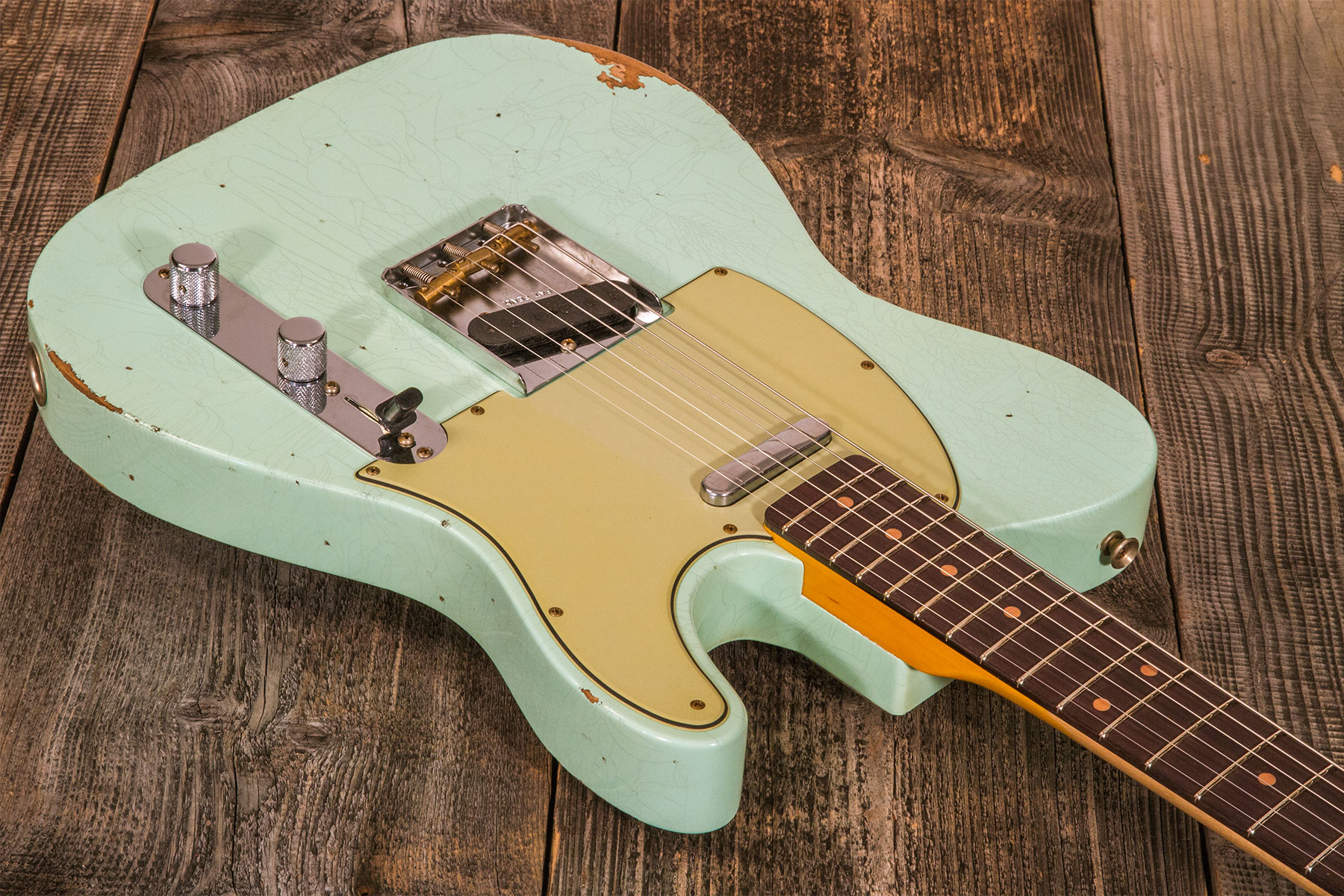 Fender Custom Shop Tele 1961 2s Ht Rw #cz565334 - Relic Faded Surf Green - Tel shape electric guitar - Variation 2