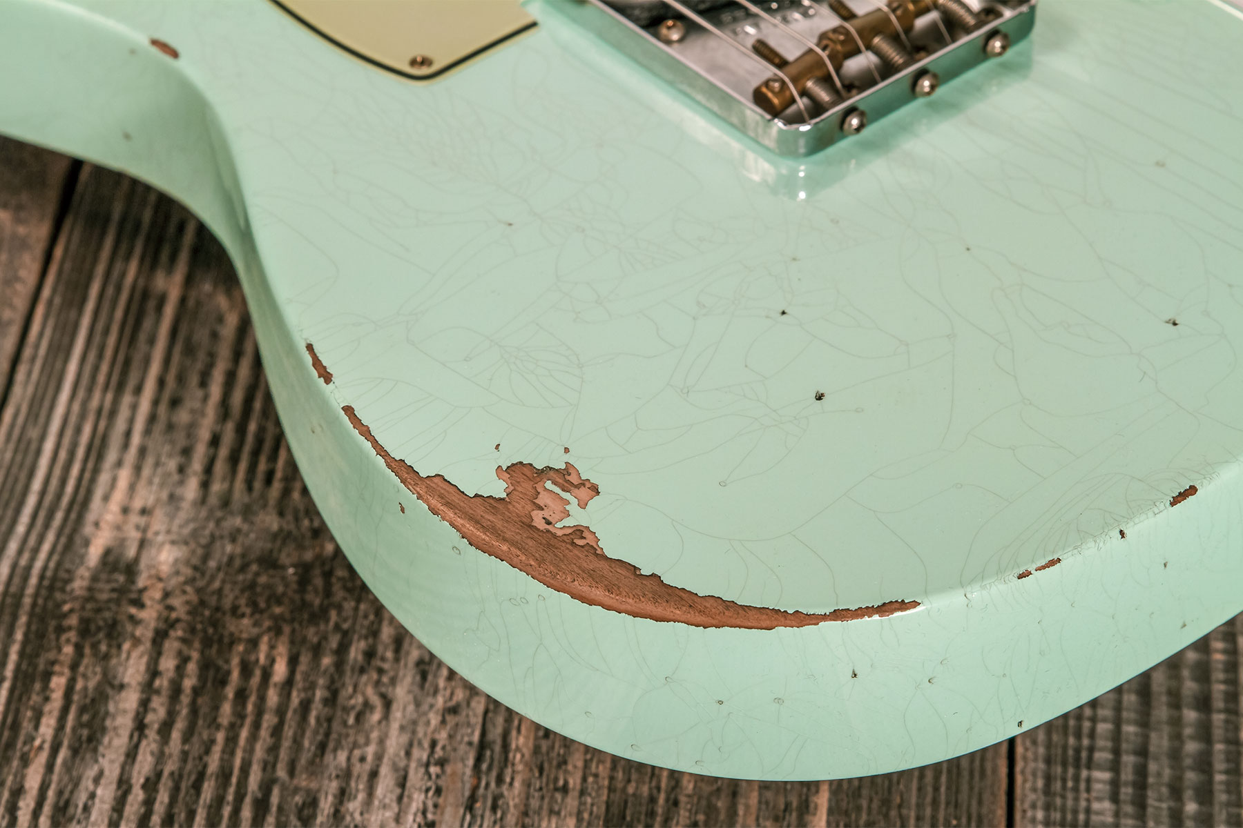 Fender Custom Shop Tele 1961 2s Ht Rw #cz565334 - Relic Faded Surf Green - Tel shape electric guitar - Variation 3
