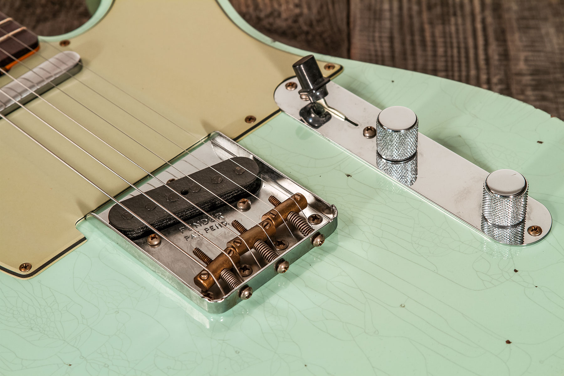Fender Custom Shop Tele 1961 2s Ht Rw #cz565334 - Relic Faded Surf Green - Tel shape electric guitar - Variation 4