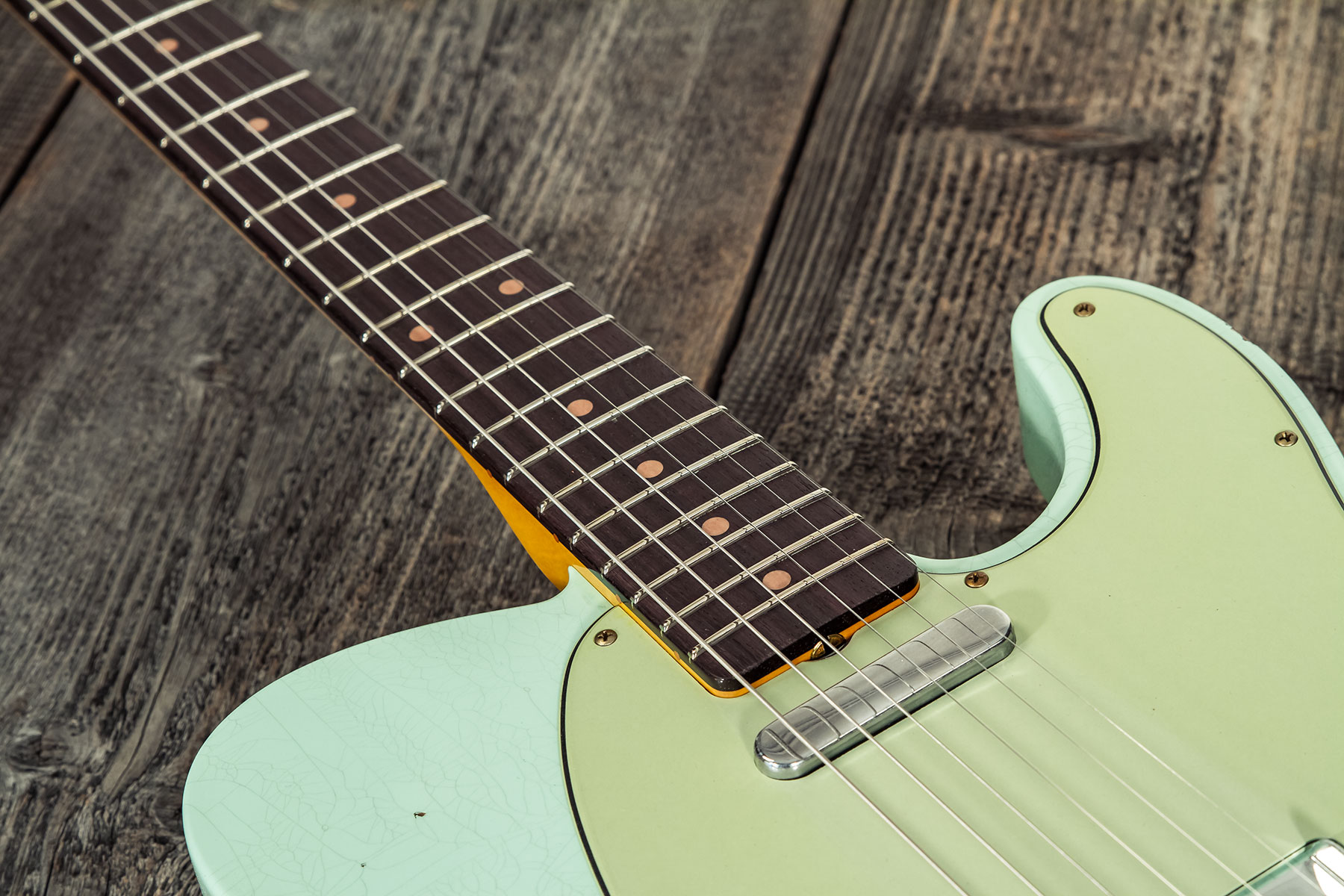 Fender Custom Shop Tele 1961 2s Ht Rw #cz565334 - Relic Faded Surf Green - Tel shape electric guitar - Variation 5