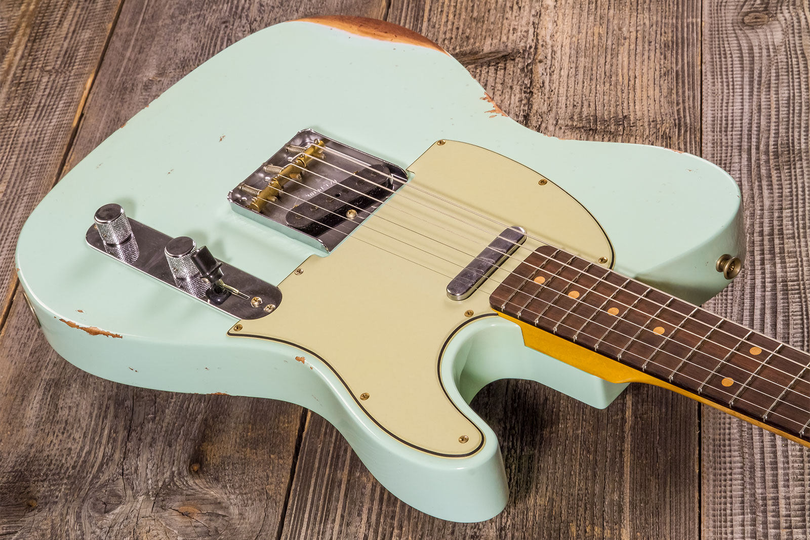 Fender Custom Shop Tele 1961 2s Ht Rw #cz576010 - Relic Aged Surf Green - Tel shape electric guitar - Variation 2