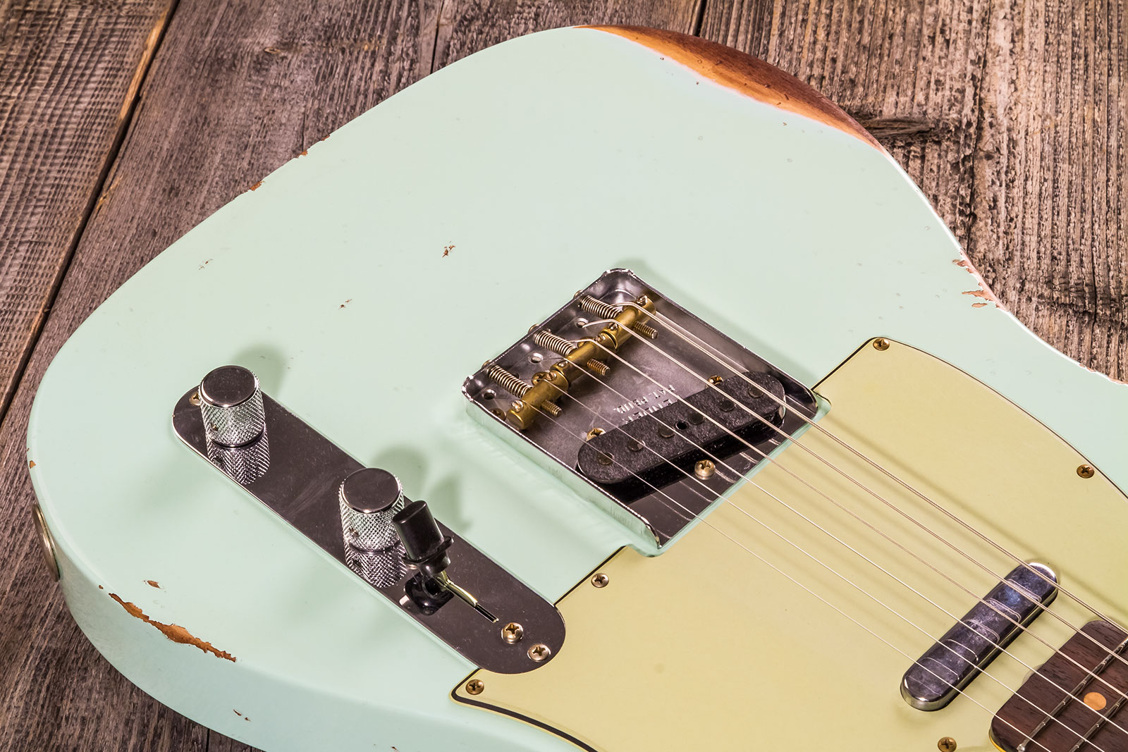 Fender Custom Shop Tele 1961 2s Ht Rw #cz576010 - Relic Aged Surf Green - Tel shape electric guitar - Variation 3