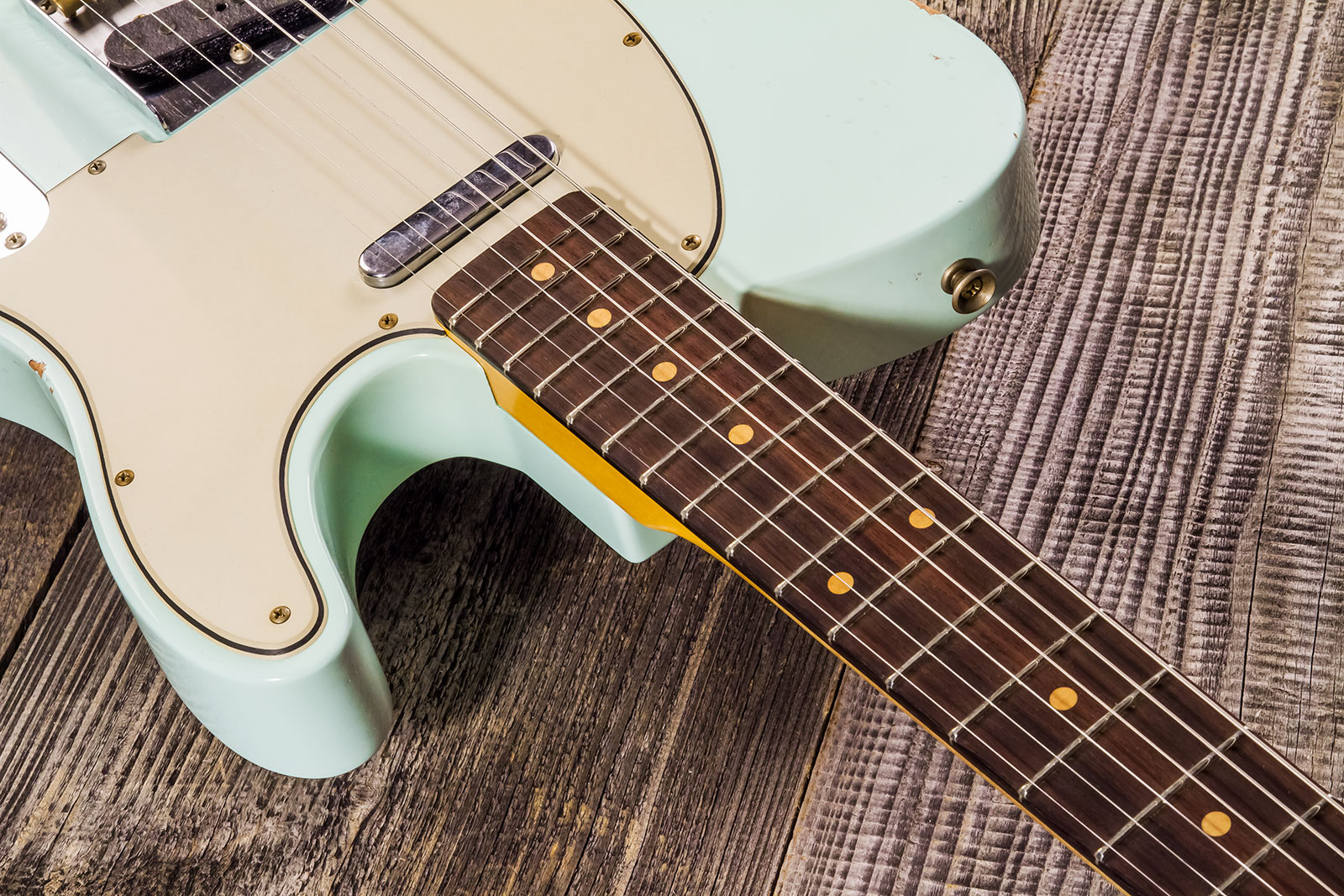 Fender Custom Shop Tele 1961 2s Ht Rw #cz576010 - Relic Aged Surf Green - Tel shape electric guitar - Variation 4