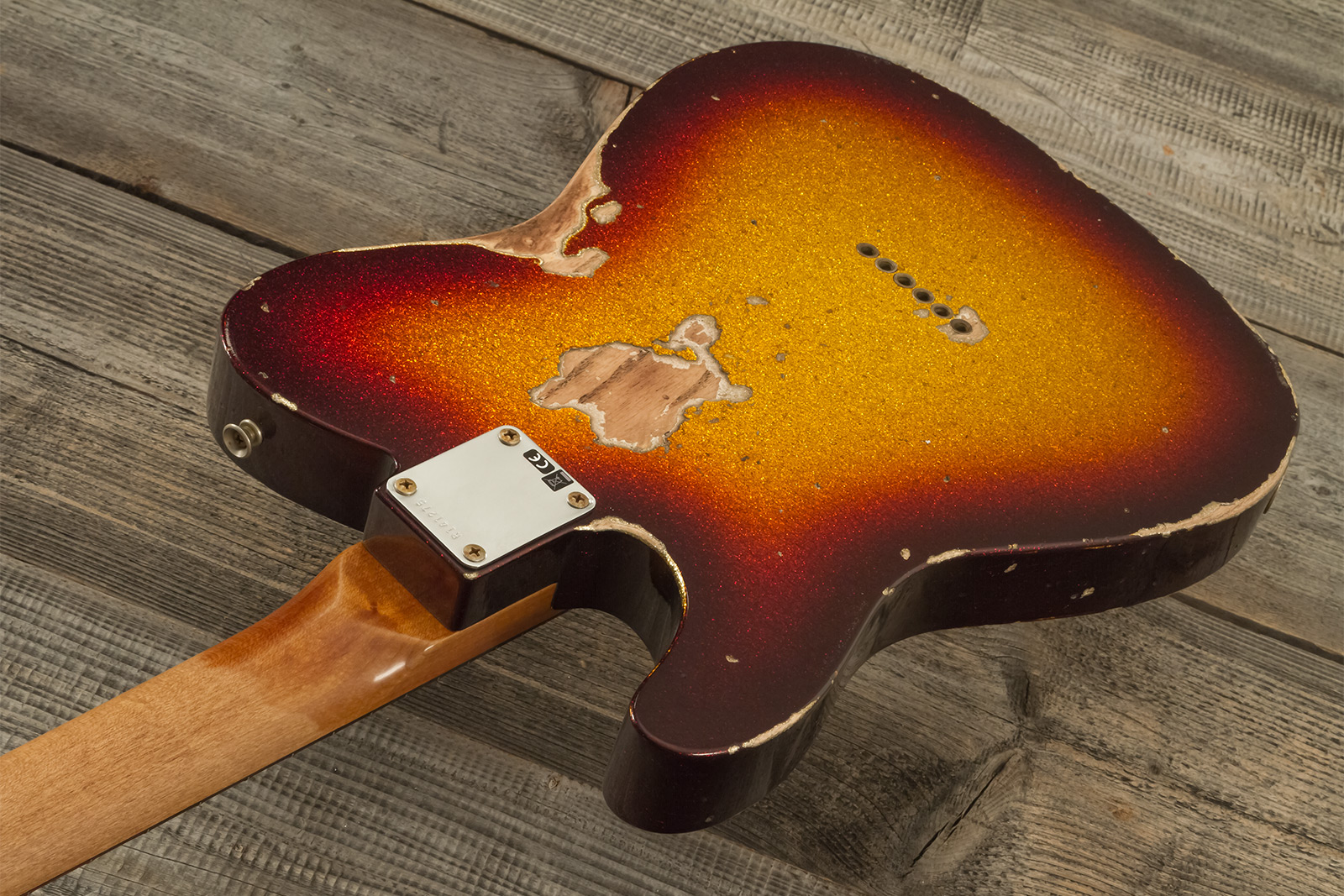 Fender Custom Shop Tele 1963 2s Ht Rw #r141275 - Heavy Relic Sparkle 3-color Sunburst - Tel shape electric guitar - Variation 9