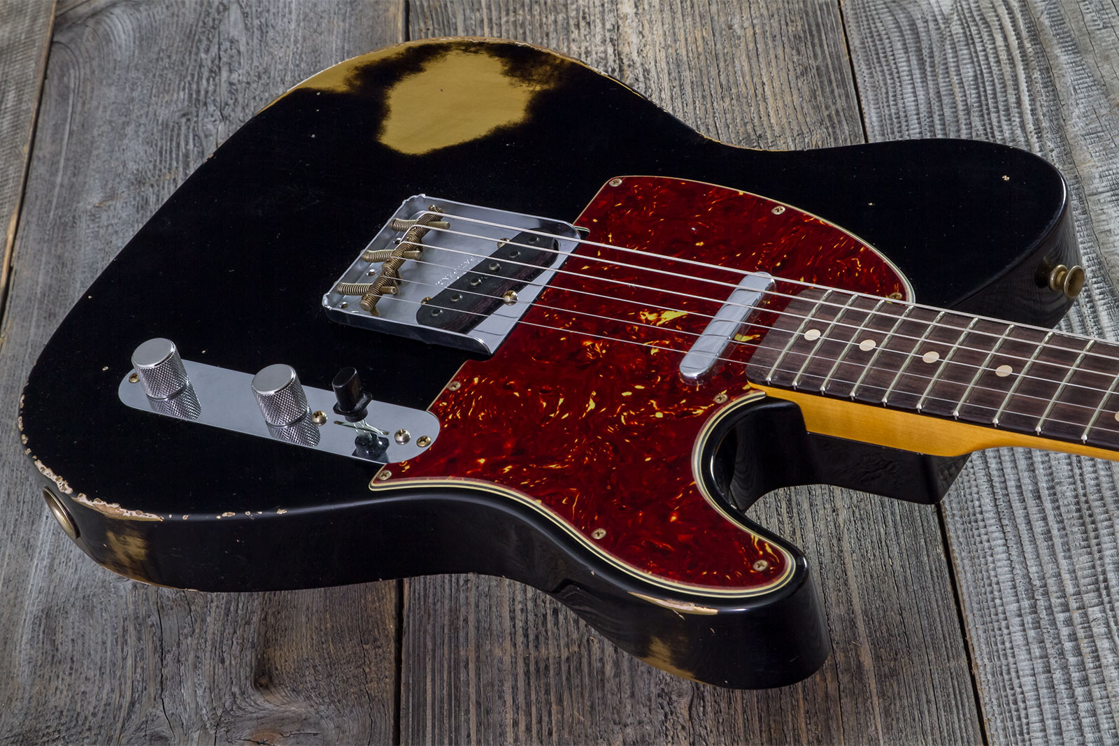 Fender Custom Shop Tele 1963 2s Ht Rw #r143447 - Black Over Hle Gold - Tel shape electric guitar - Variation 2